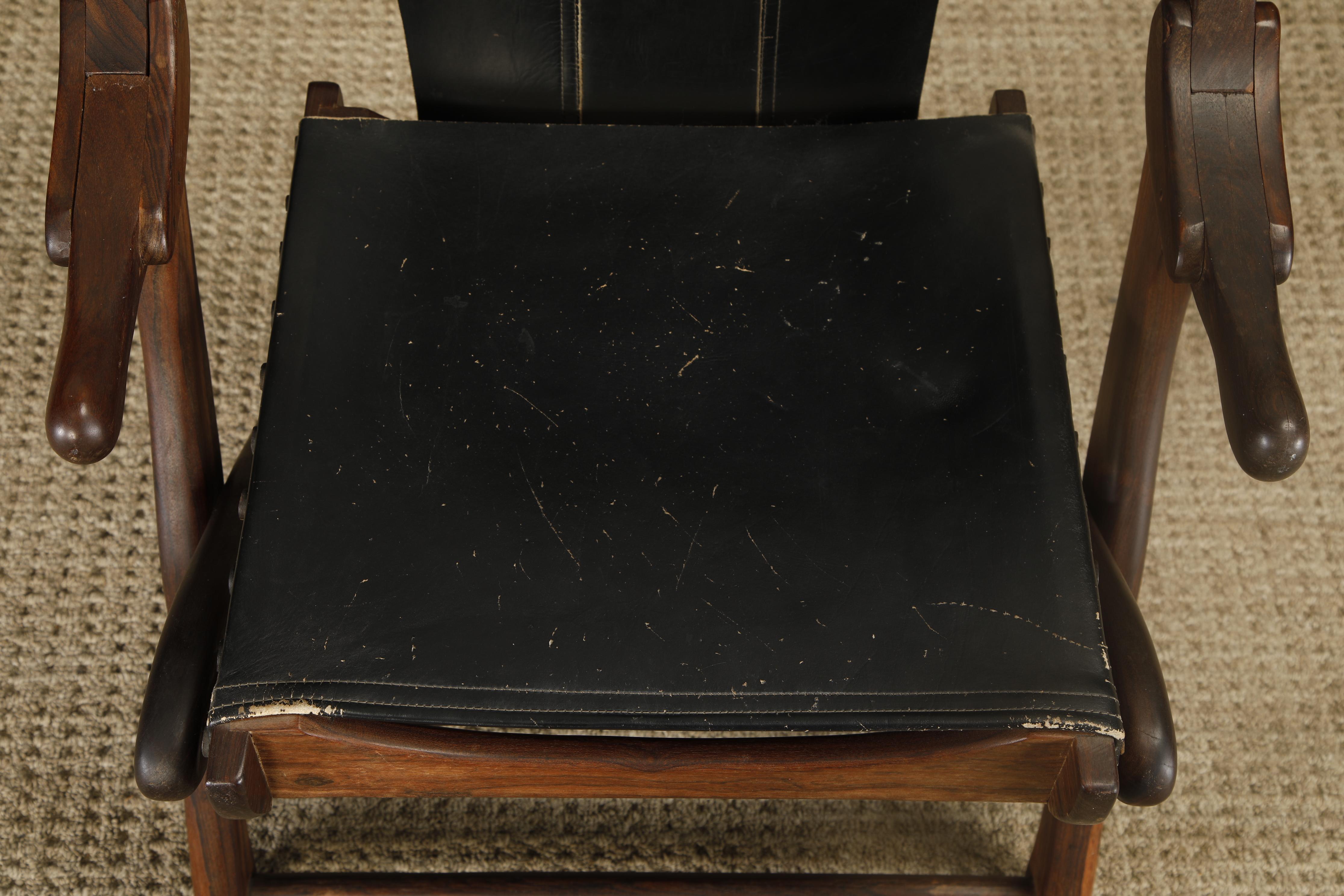Don Shoemaker für Senal Klappbare, verstellbare Sessel aus Palisanderholz und Leder 1960er Jahre im Angebot 5