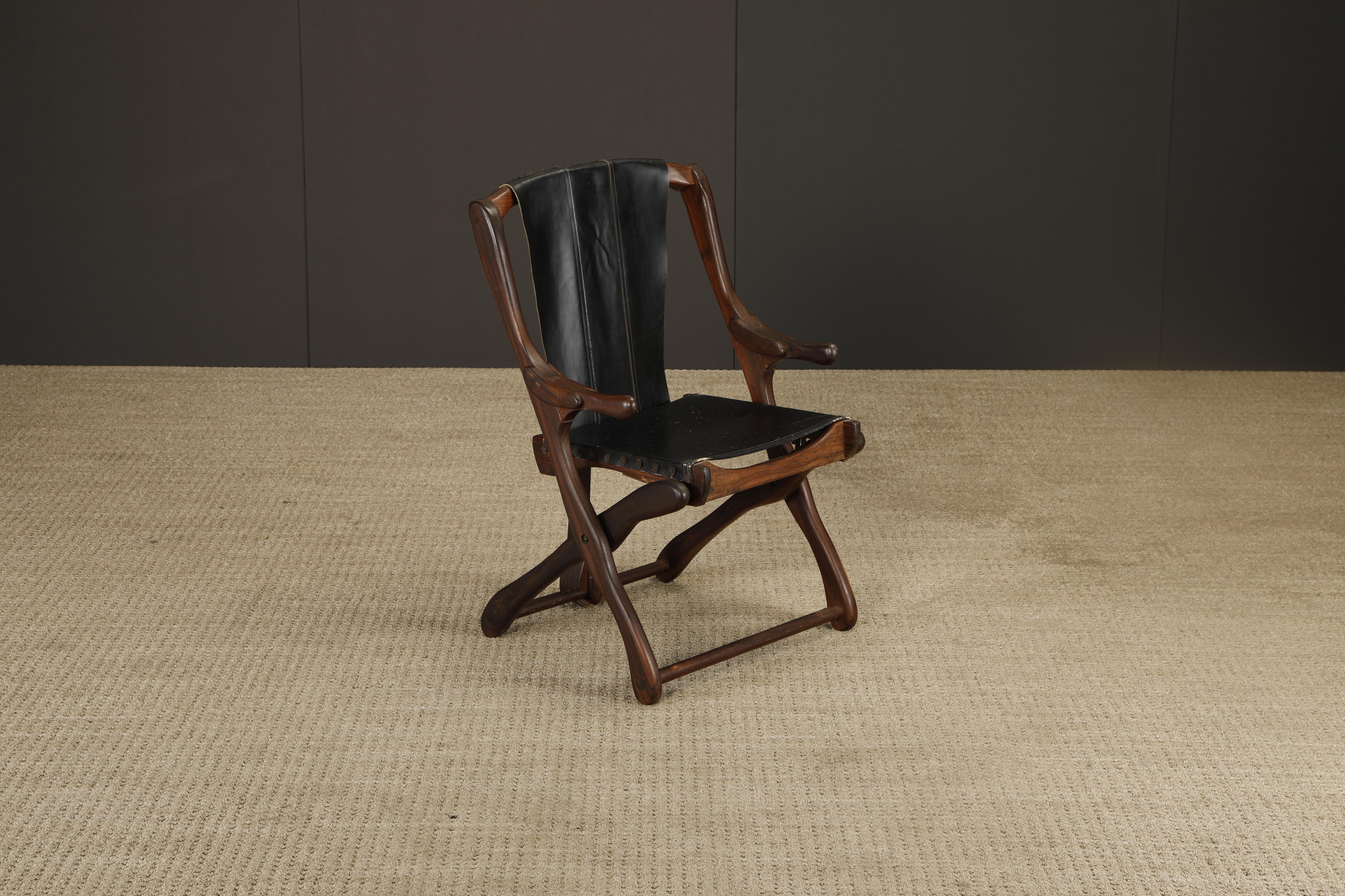 Don Shoemaker für Senal Klappbare, verstellbare Sessel aus Palisanderholz und Leder 1960er Jahre im Angebot 6