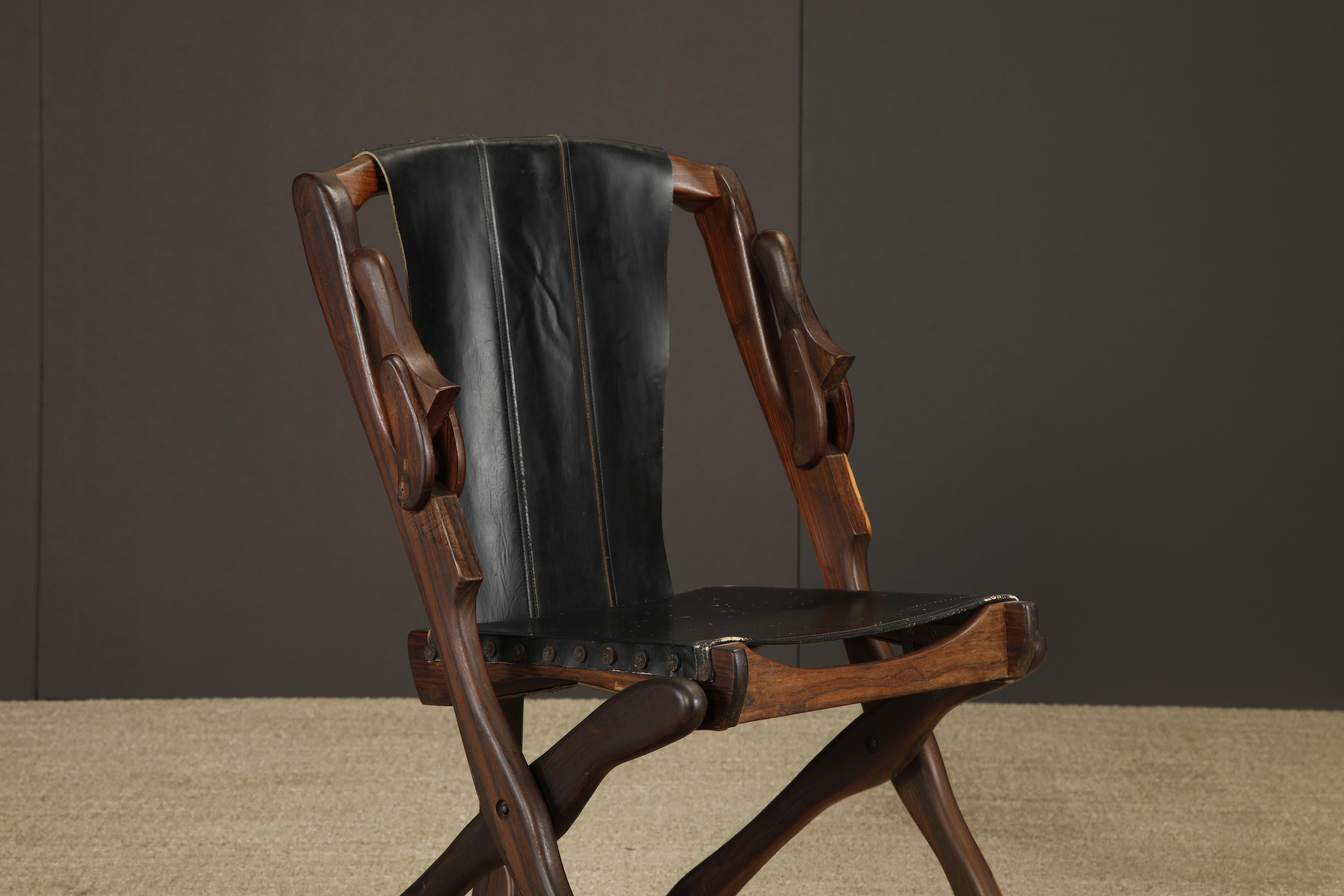 Don Shoemaker für Senal Klappbare, verstellbare Sessel aus Palisanderholz und Leder 1960er Jahre im Angebot 7