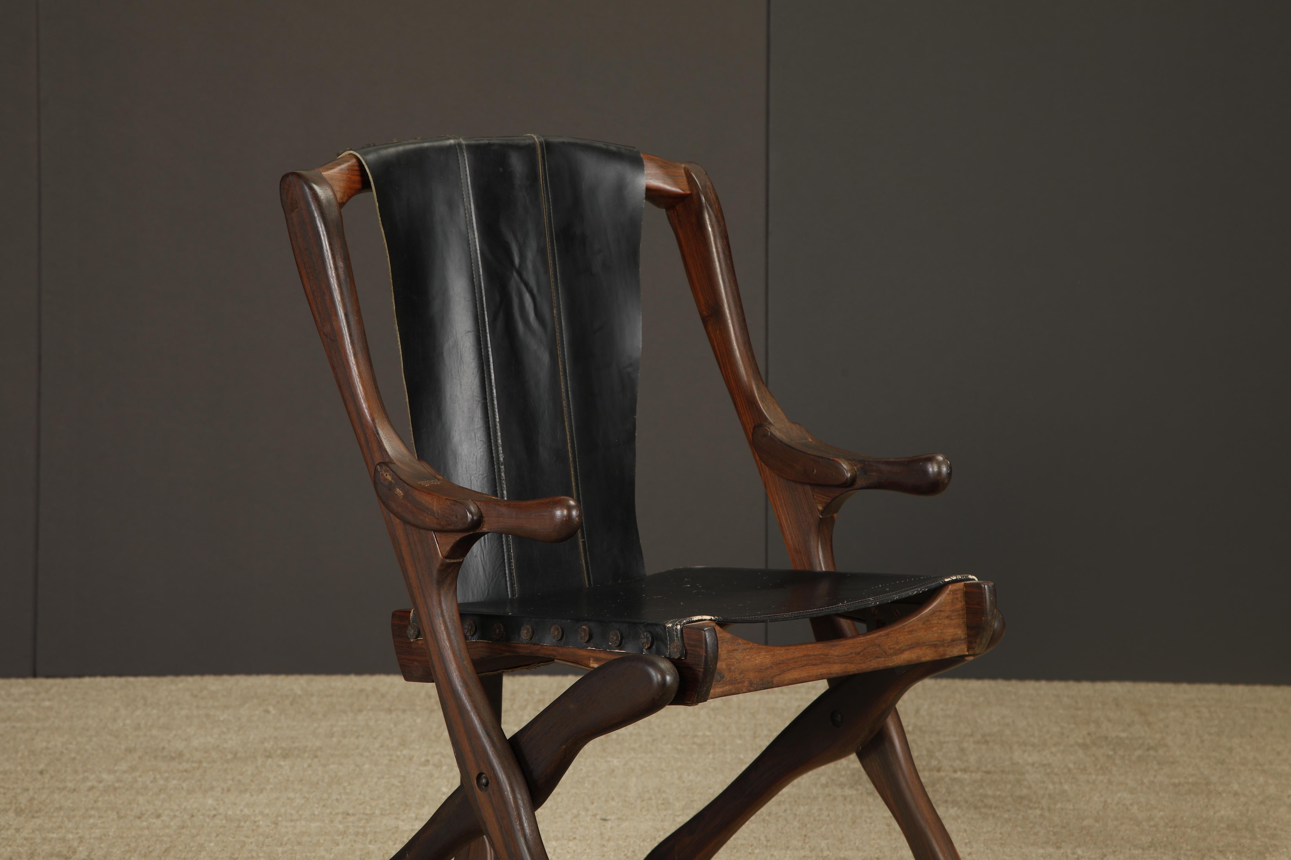 Don Shoemaker für Senal Klappbare, verstellbare Sessel aus Palisanderholz und Leder 1960er Jahre im Angebot 8