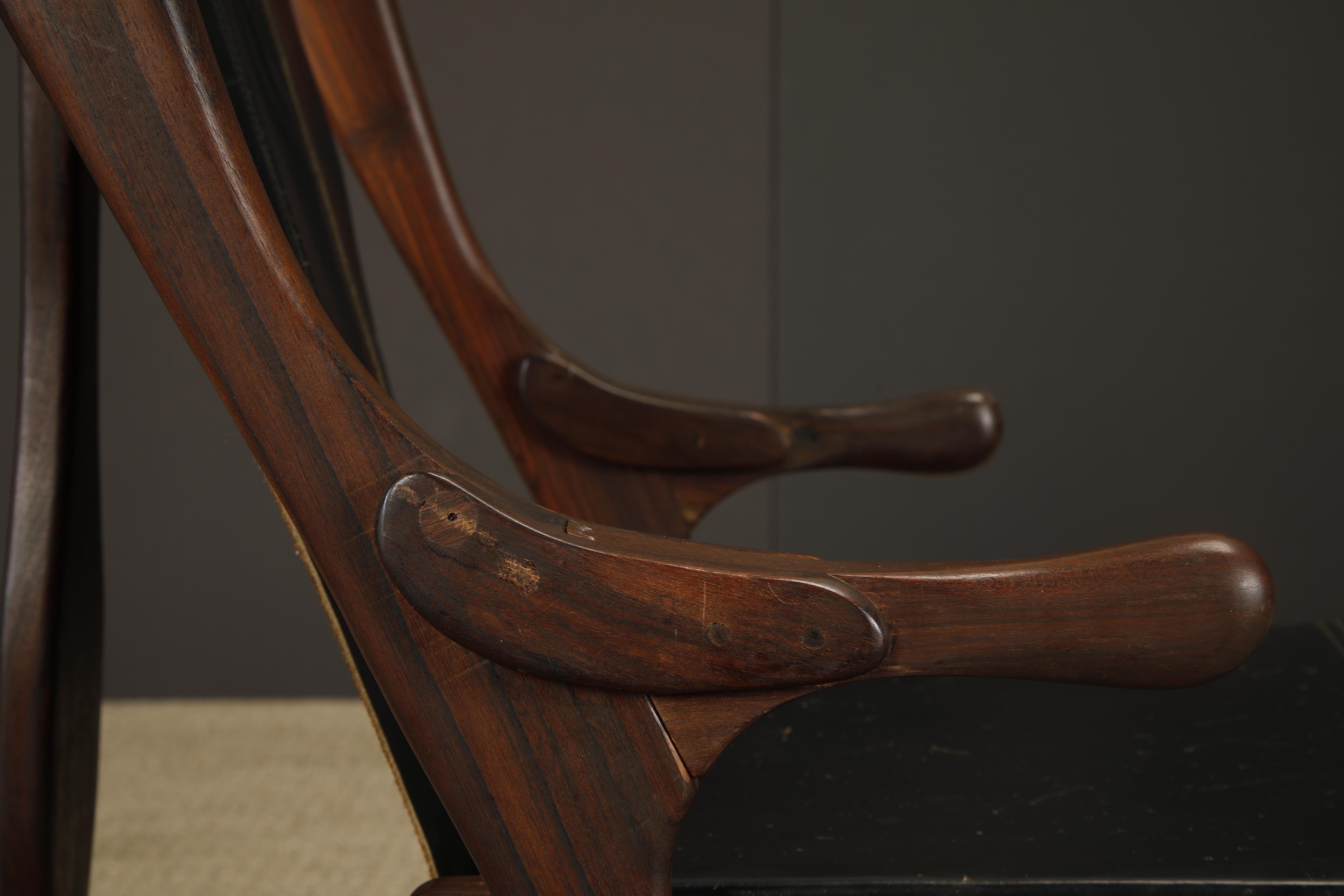 Don Shoemaker für Senal Klappbare, verstellbare Sessel aus Palisanderholz und Leder 1960er Jahre im Angebot 10