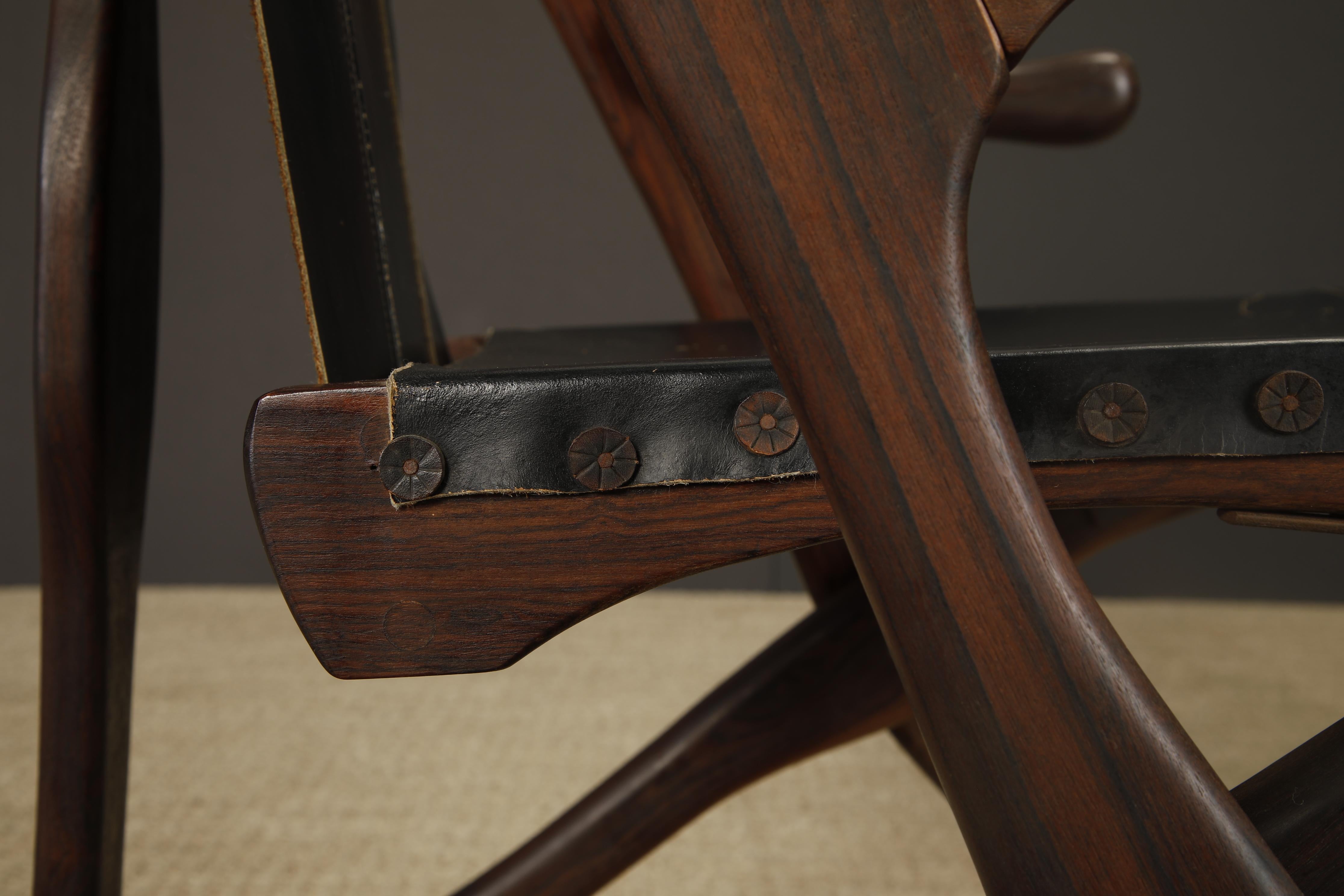 Don Shoemaker für Senal Klappbare, verstellbare Sessel aus Palisanderholz und Leder 1960er Jahre im Angebot 11