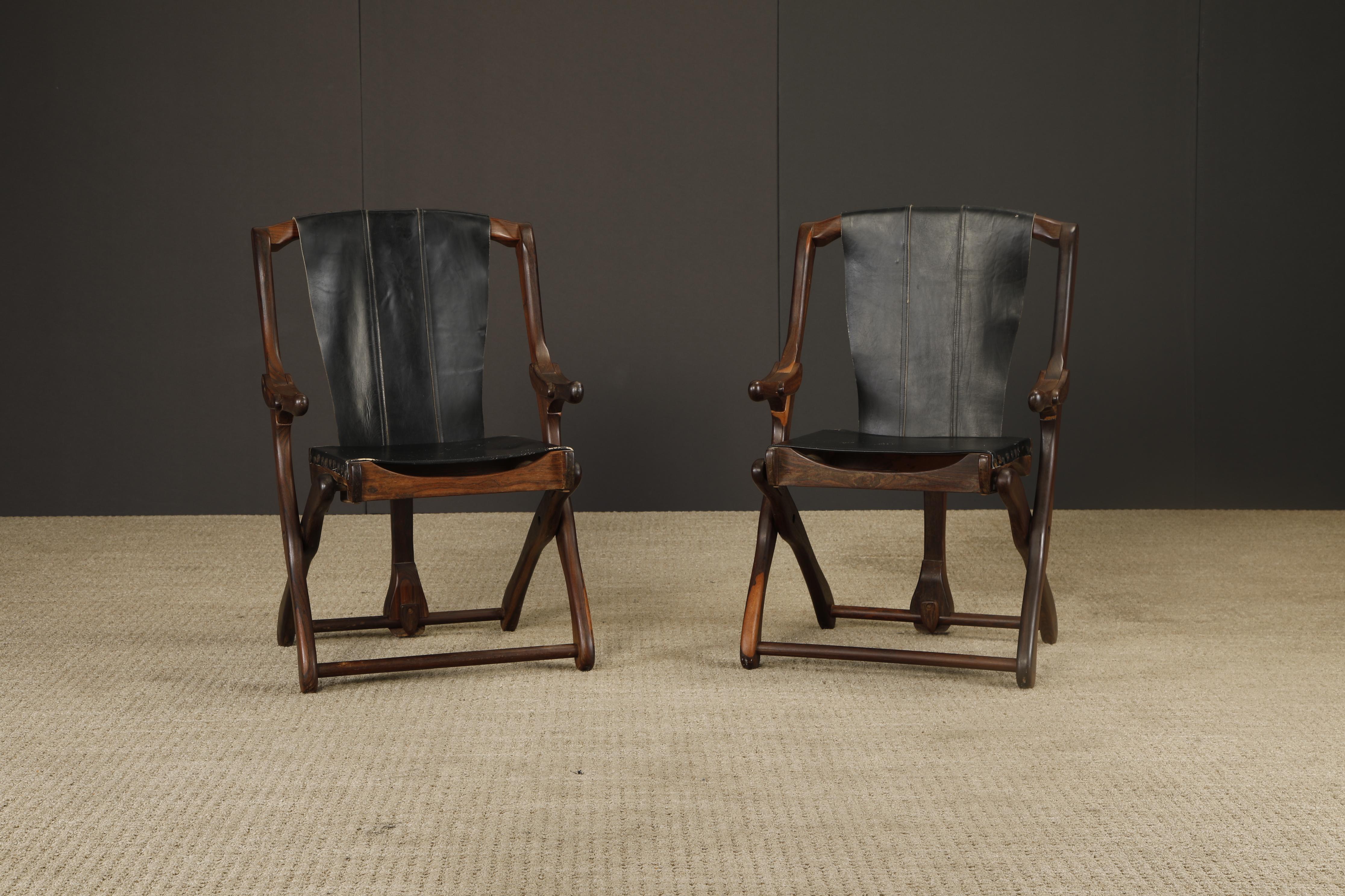 Ein skulpturales Paar Klappsessel aus der Mitte des Jahrhunderts (Einzelpreise) des berühmten mexikanischen Designers Don Shoemaker für Señal S.A., hergestellt um 1960. Diese handgefertigten Sessel sind ein Beispiel für Shoemakers charakteristischen
