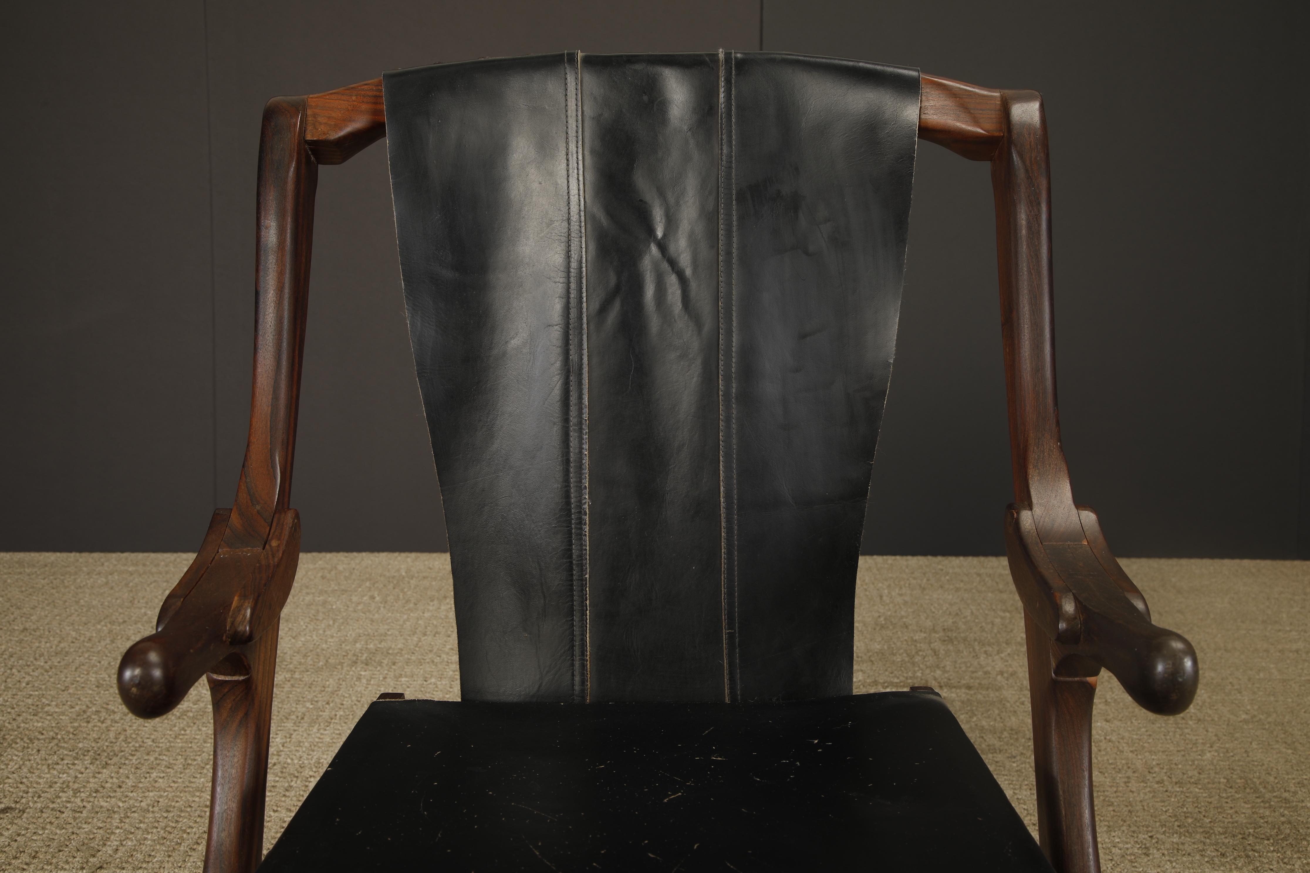 Don Shoemaker für Senal Klappbare, verstellbare Sessel aus Palisanderholz und Leder 1960er Jahre im Angebot 3