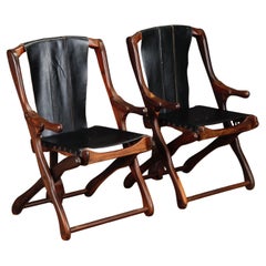 Don Shoemaker für Senal Klappbare, verstellbare Sessel aus Palisanderholz und Leder 1960er Jahre