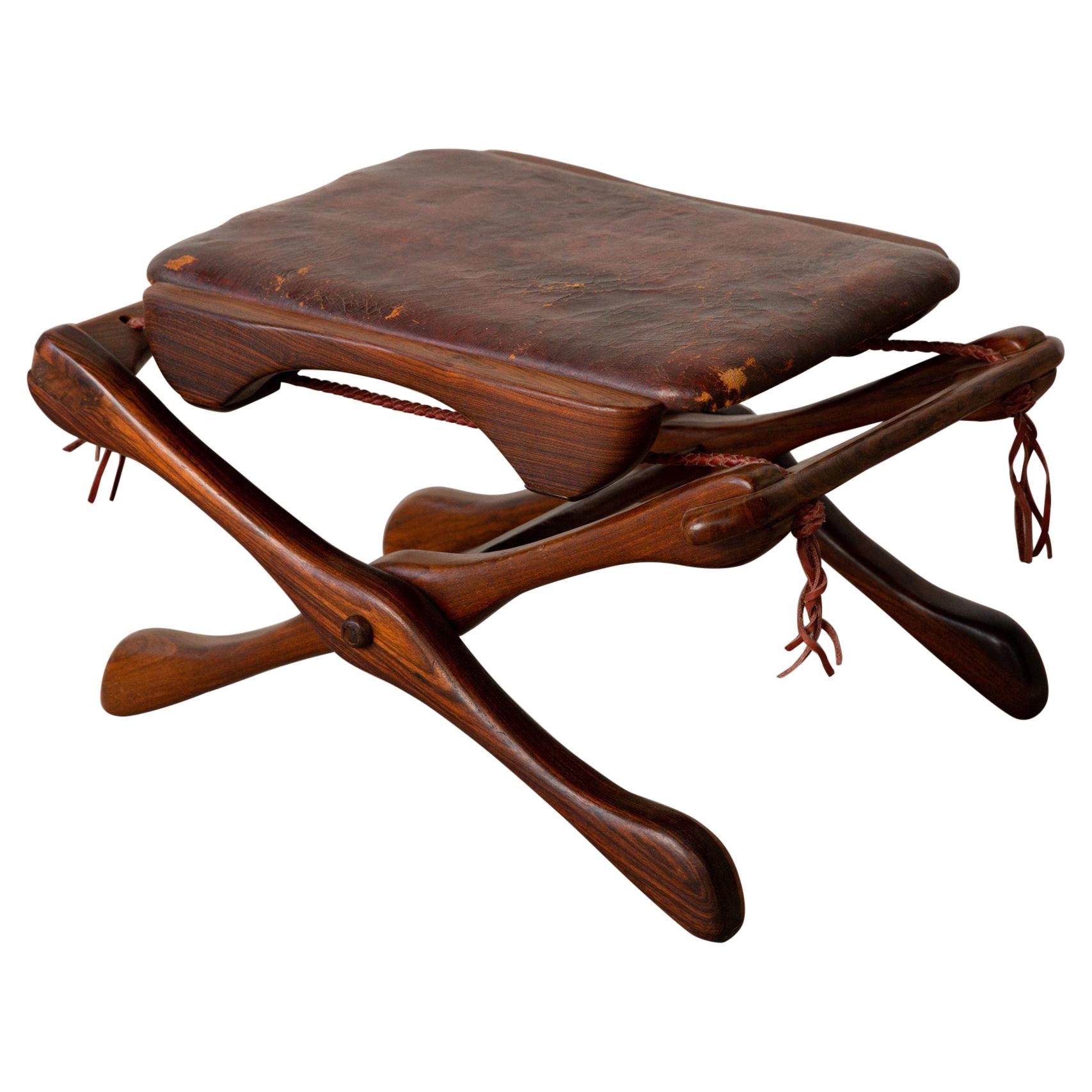 Don Shoemaker for Señal Folding Stool with Leather Seat