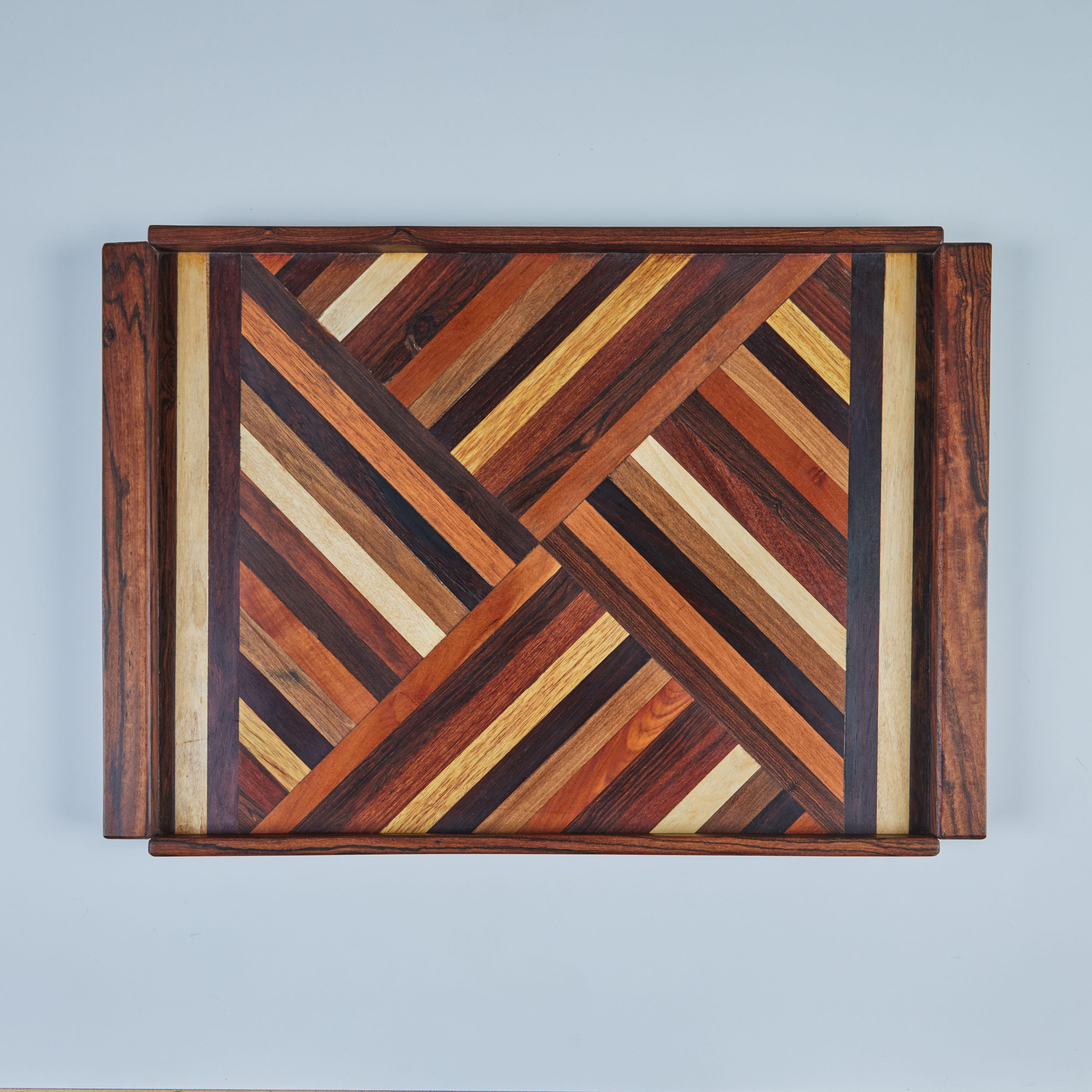 Don Shoemaker for Señal Geometric Marquetry Decorative Tray 2