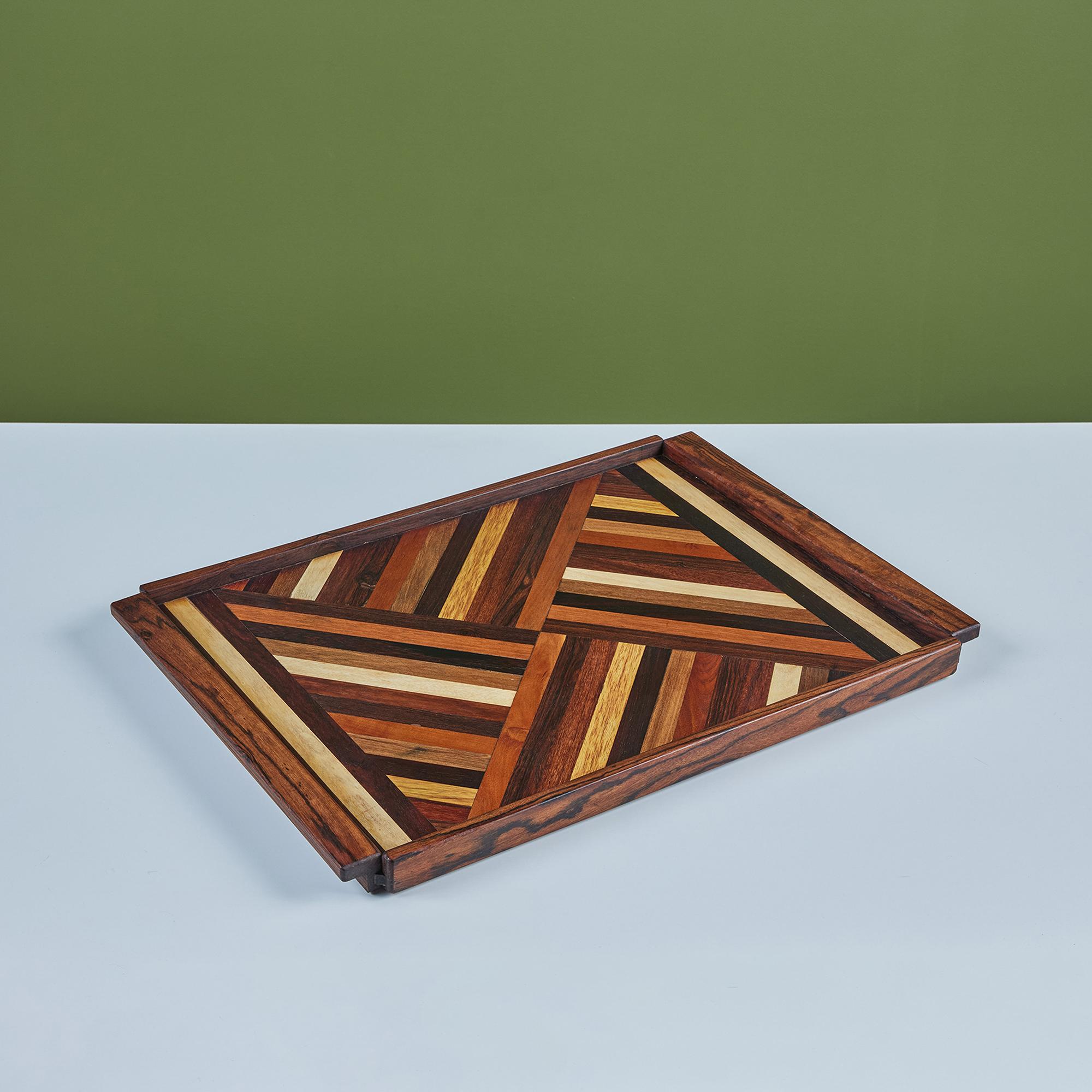 Don Shoemaker for Señal Geometric Marquetry Decorative Tray 3