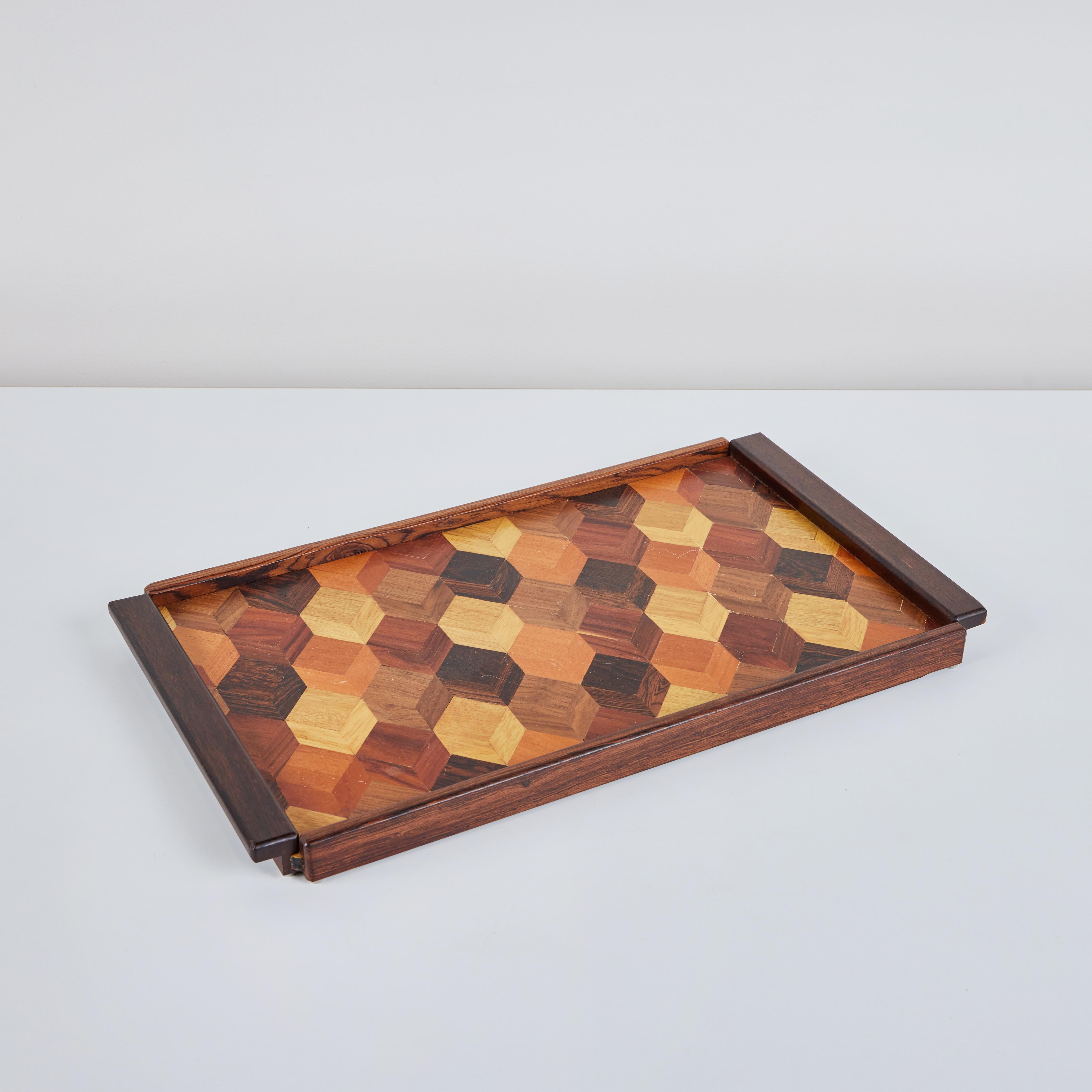 Mid-Century Modern Don Shoemaker for Señal Geometric Marquetry Decorative Tray