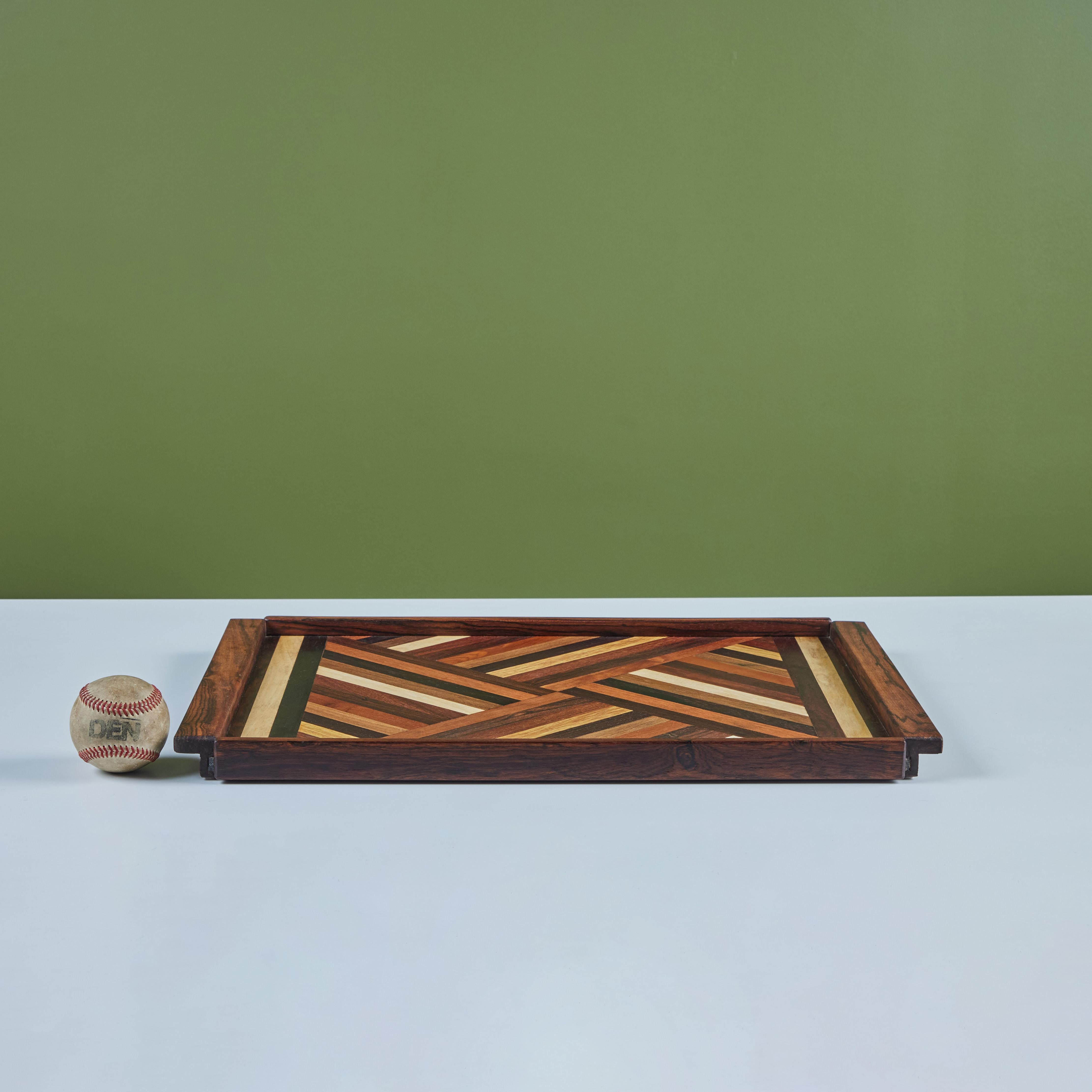 Mid-Century Modern Don Shoemaker for Señal Geometric Marquetry Decorative Tray
