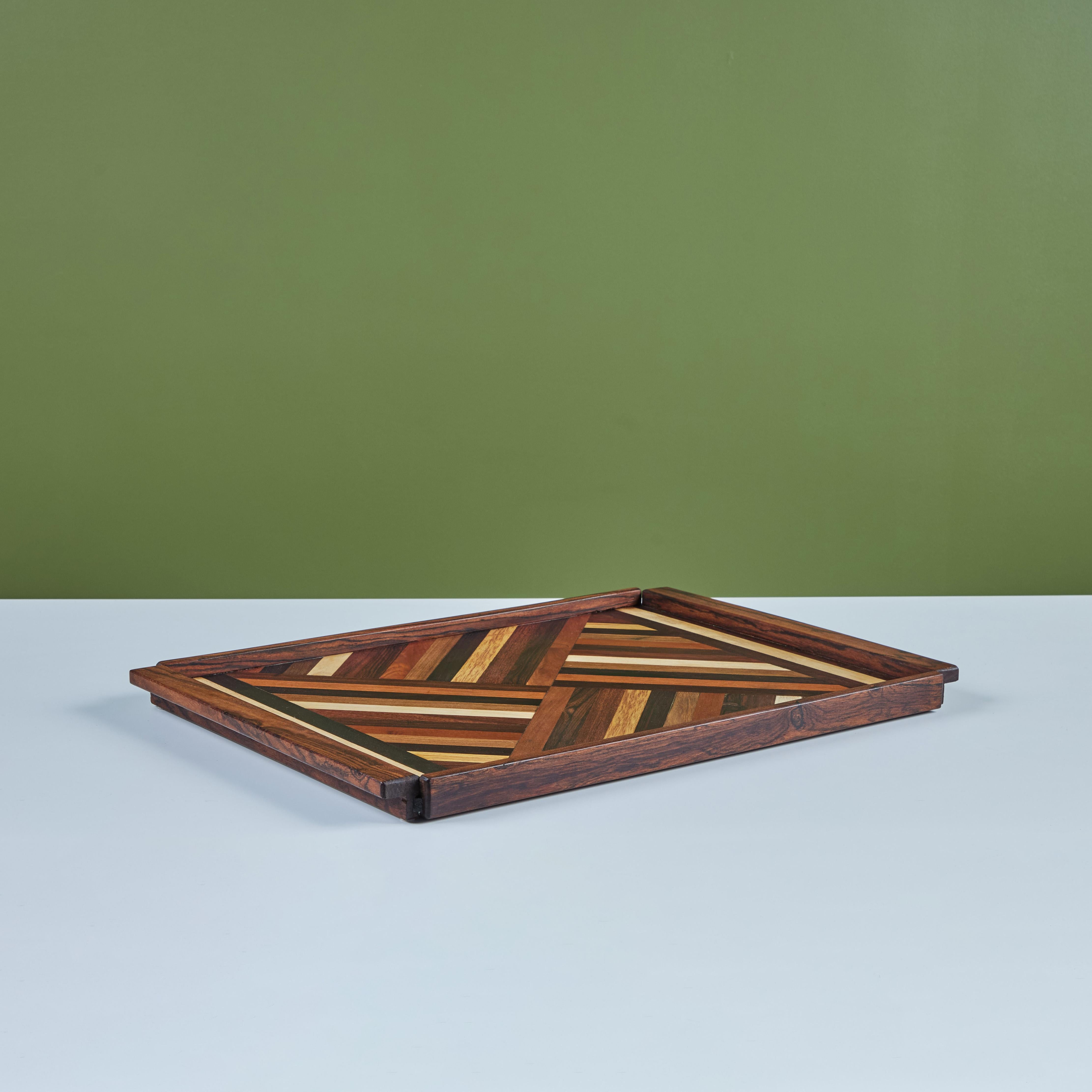 Mexican Don Shoemaker for Señal Geometric Marquetry Decorative Tray