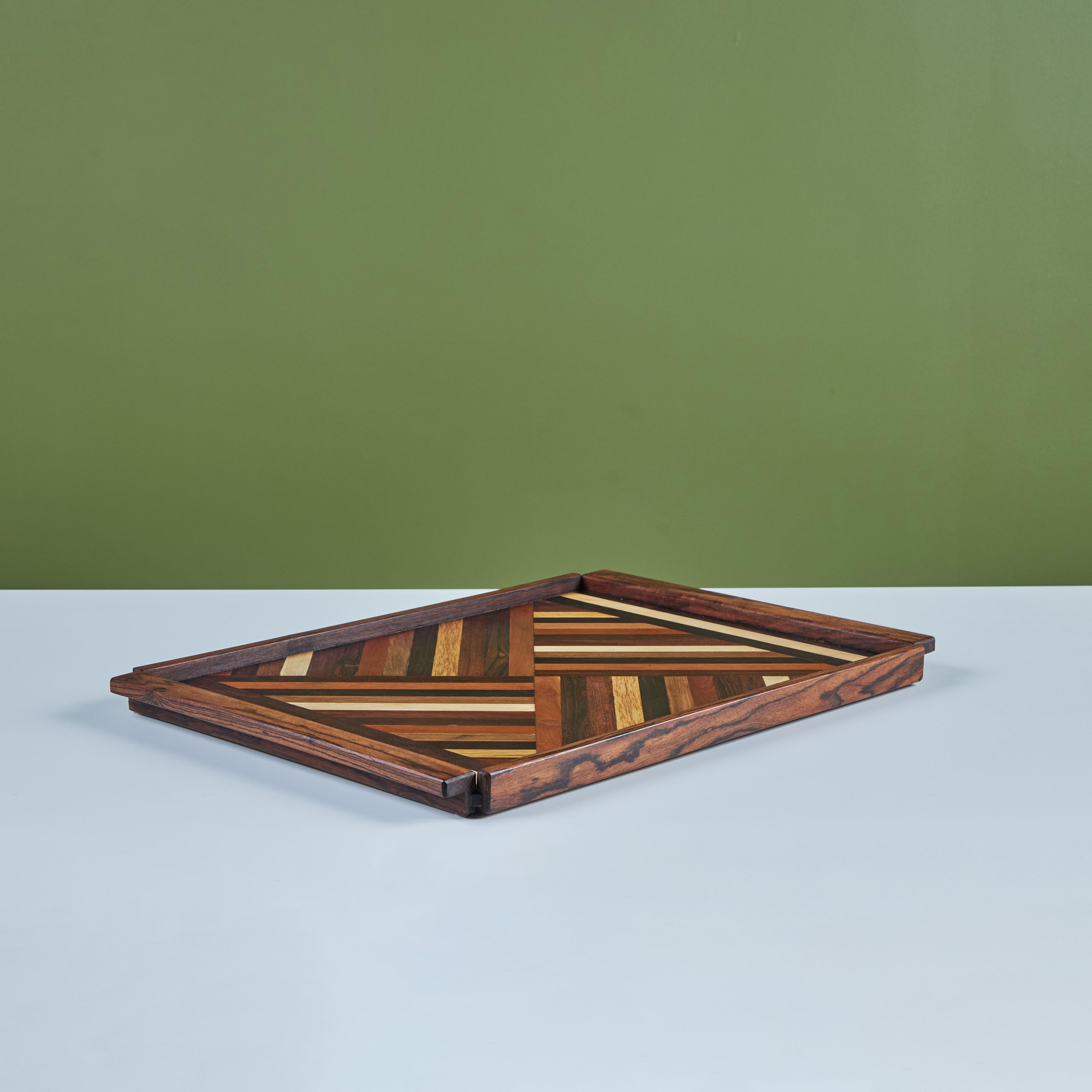 Don Shoemaker for Señal Geometric Marquetry Decorative Tray In Excellent Condition In Los Angeles, CA