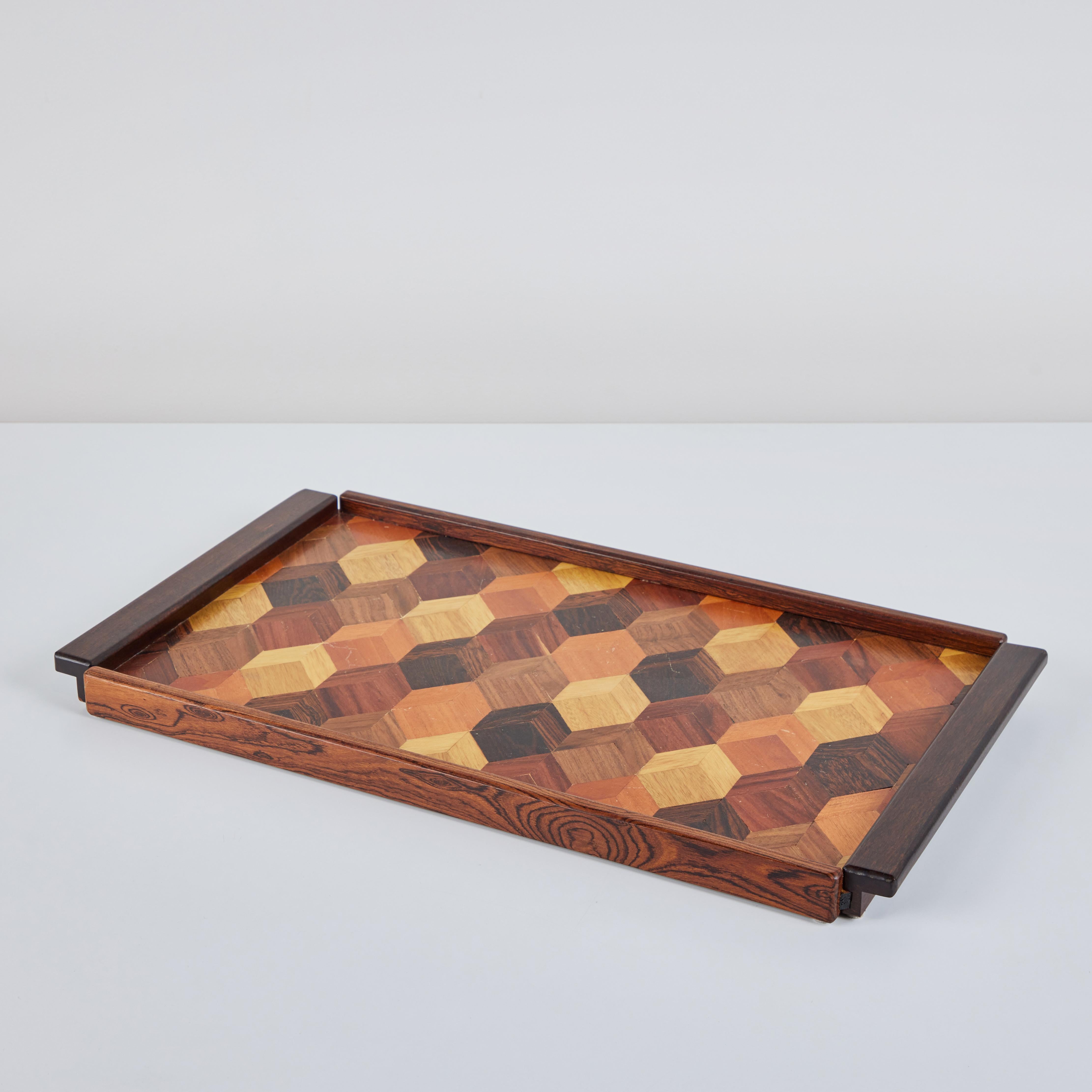 Mid-20th Century Don Shoemaker for Señal Geometric Marquetry Decorative Tray