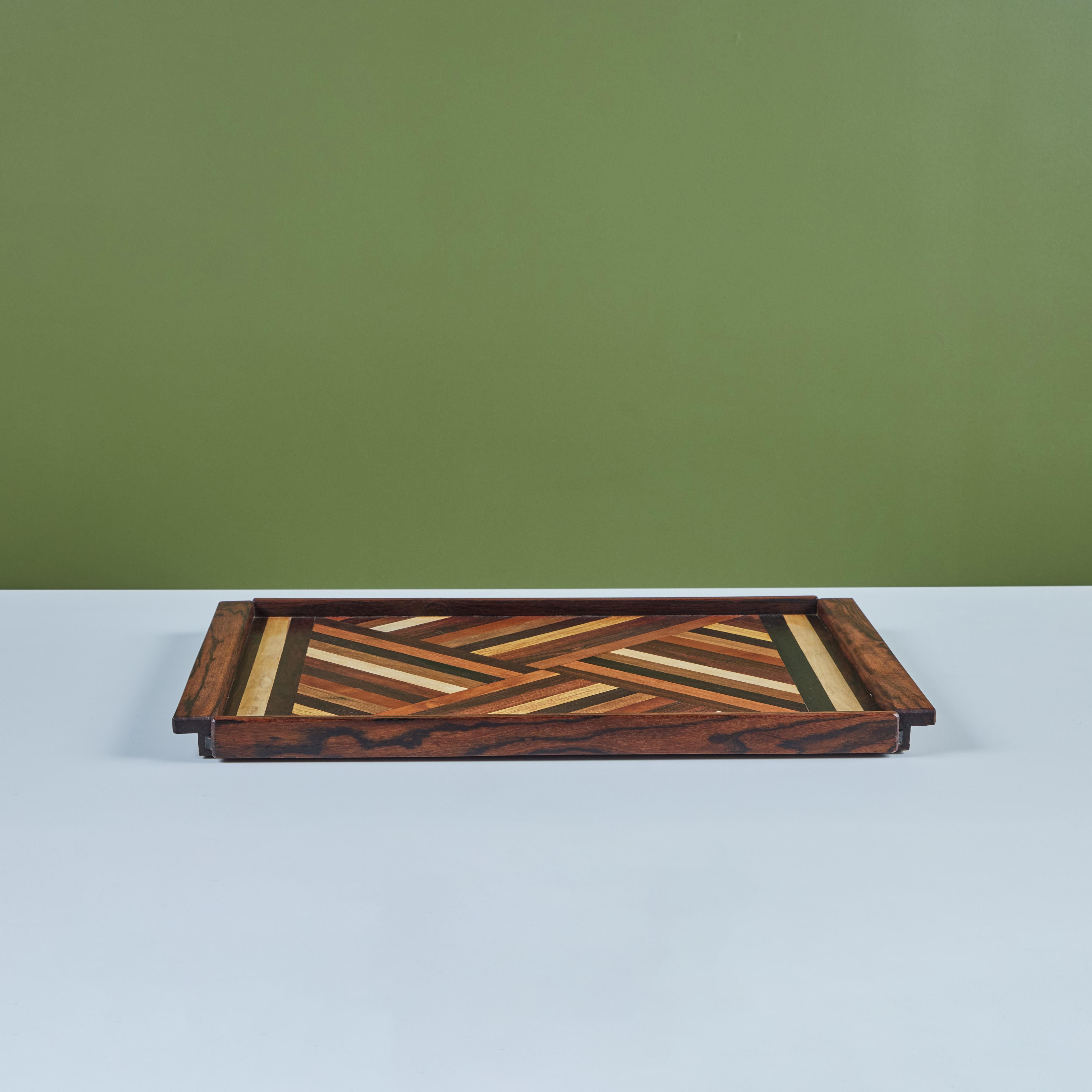Mid-20th Century Don Shoemaker for Señal Geometric Marquetry Decorative Tray