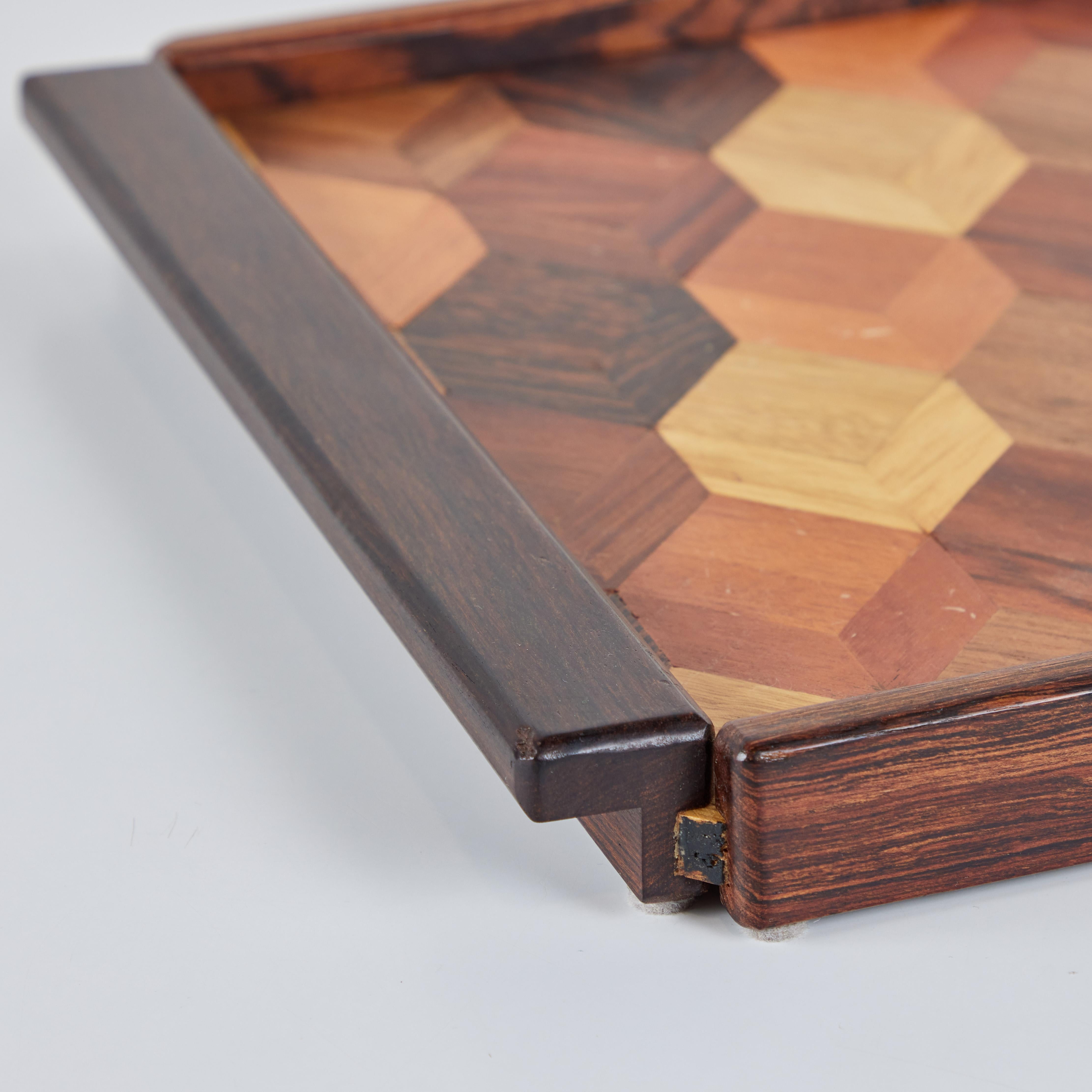 Rosewood Don Shoemaker for Señal Geometric Marquetry Decorative Tray