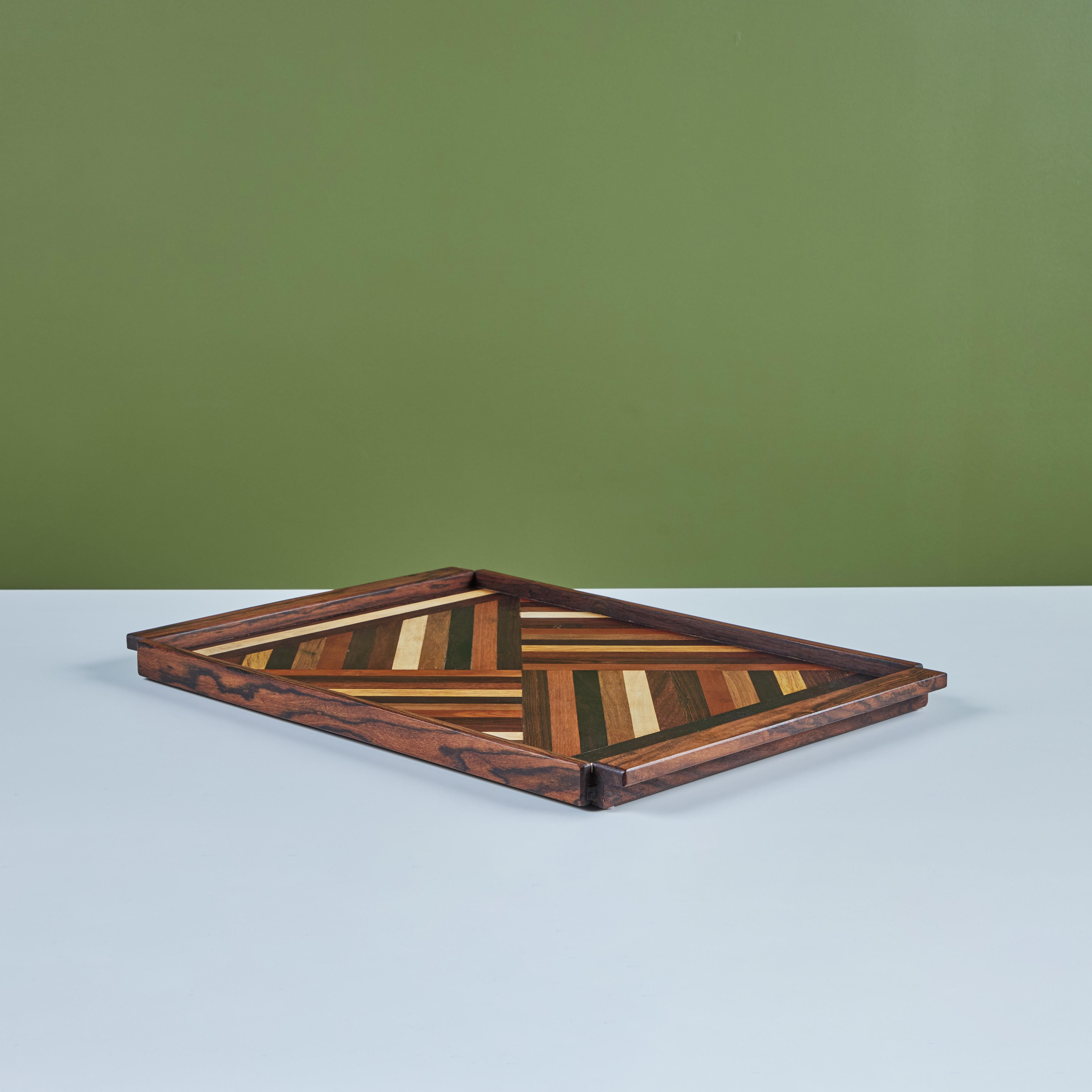 Rosewood Don Shoemaker for Señal Geometric Marquetry Decorative Tray