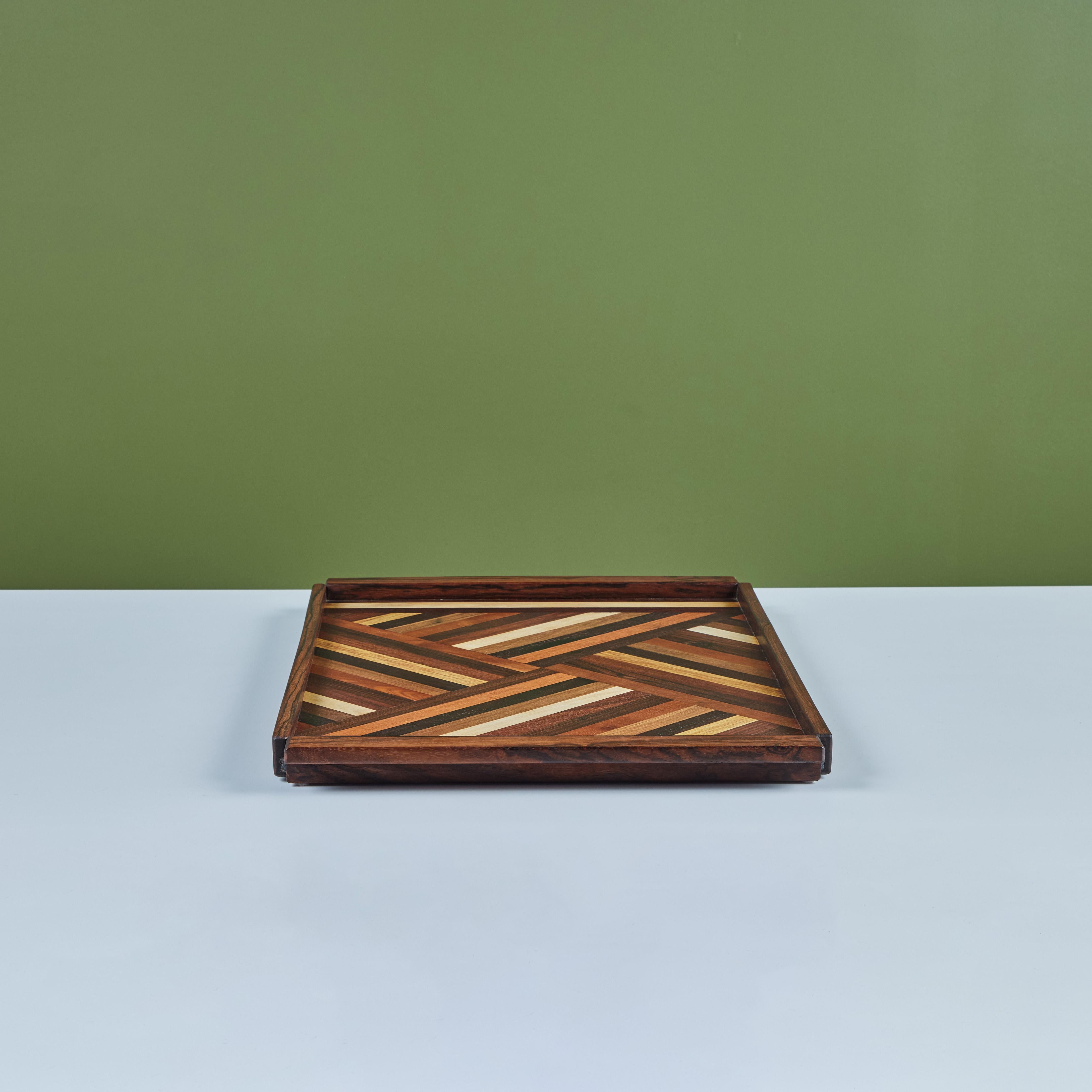 Don Shoemaker for Señal Geometric Marquetry Decorative Tray 1