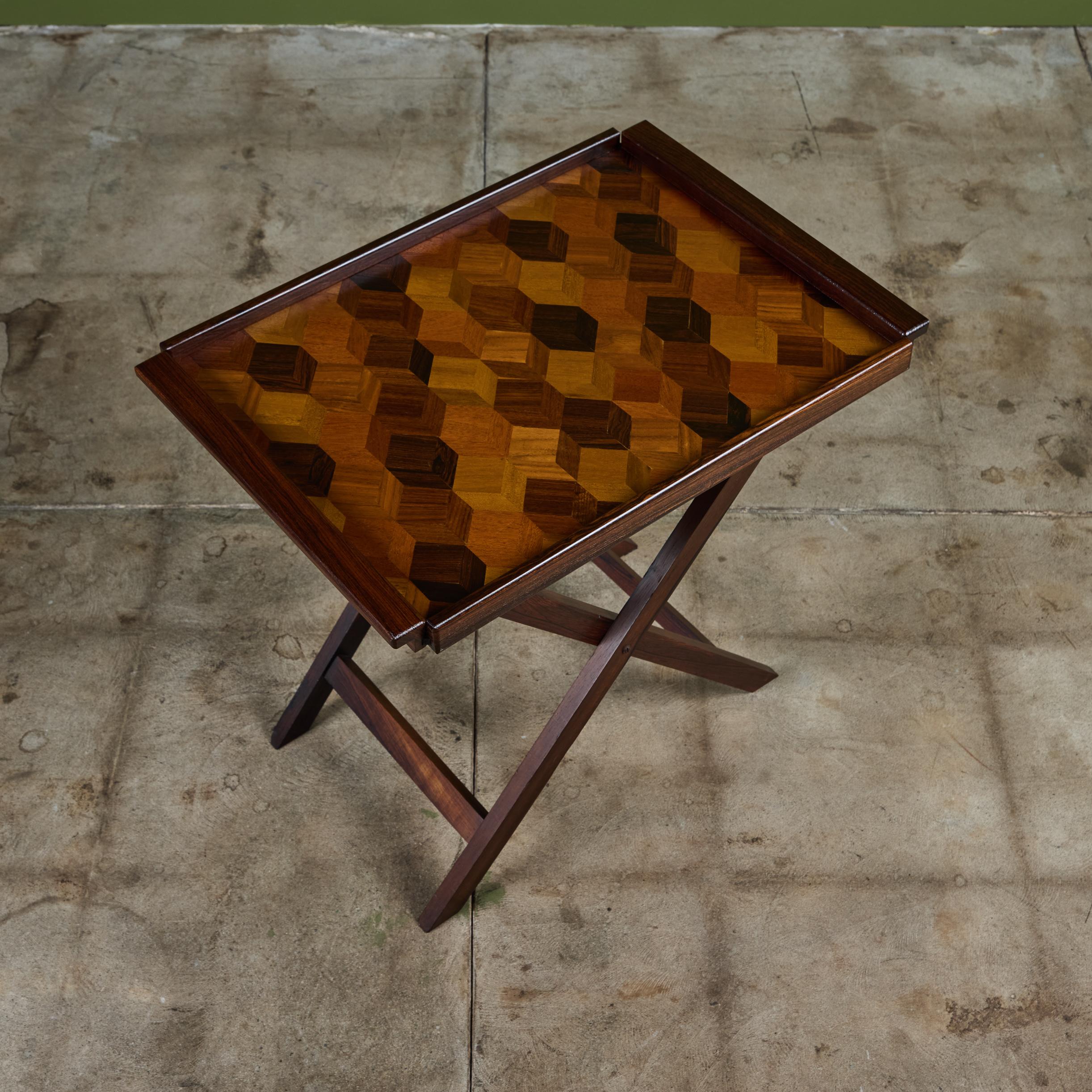 Don Shoemaker para Señal Bandeja de marquetería geométrica con soporte en venta 2
