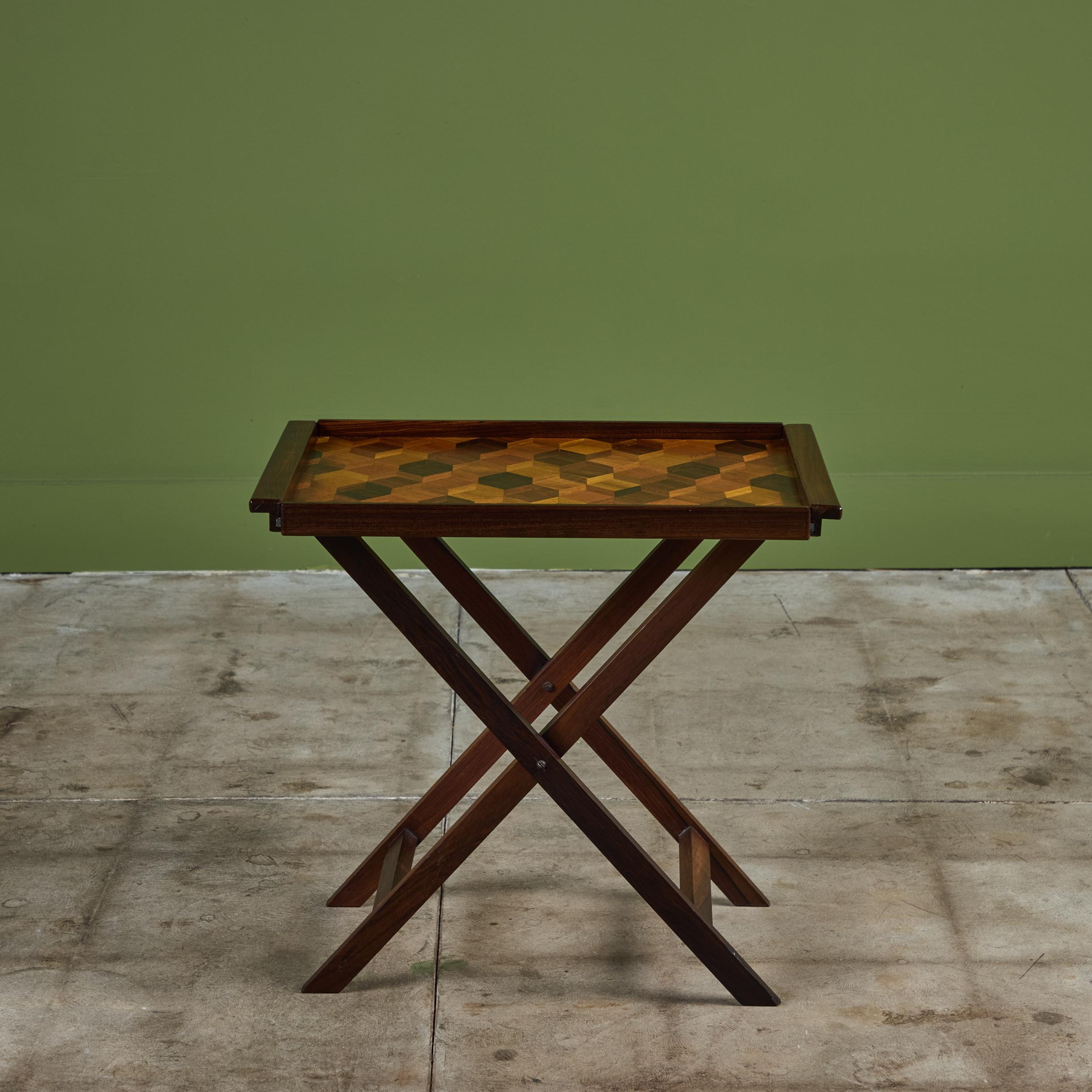 Don Shoemaker para Señal Bandeja de marquetería geométrica con soporte en Excelente estado para la venta en Los Angeles, CA