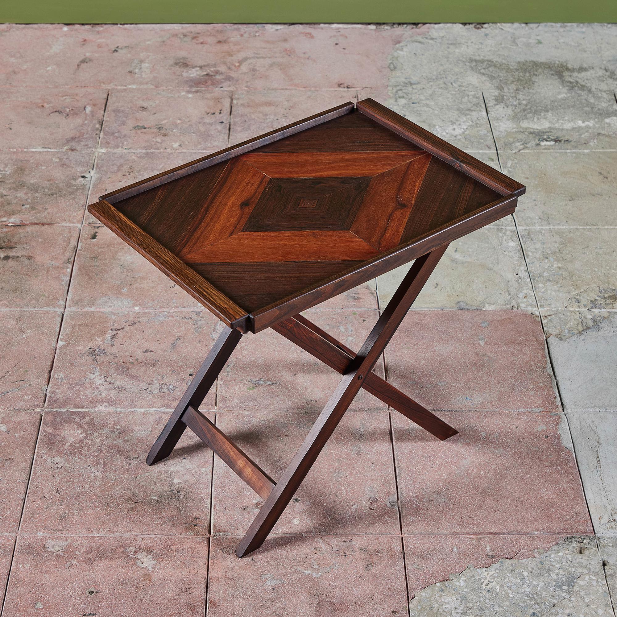 Mid-20th Century Don Shoemaker for Señal Geometric Marquetry Tray with Stand For Sale