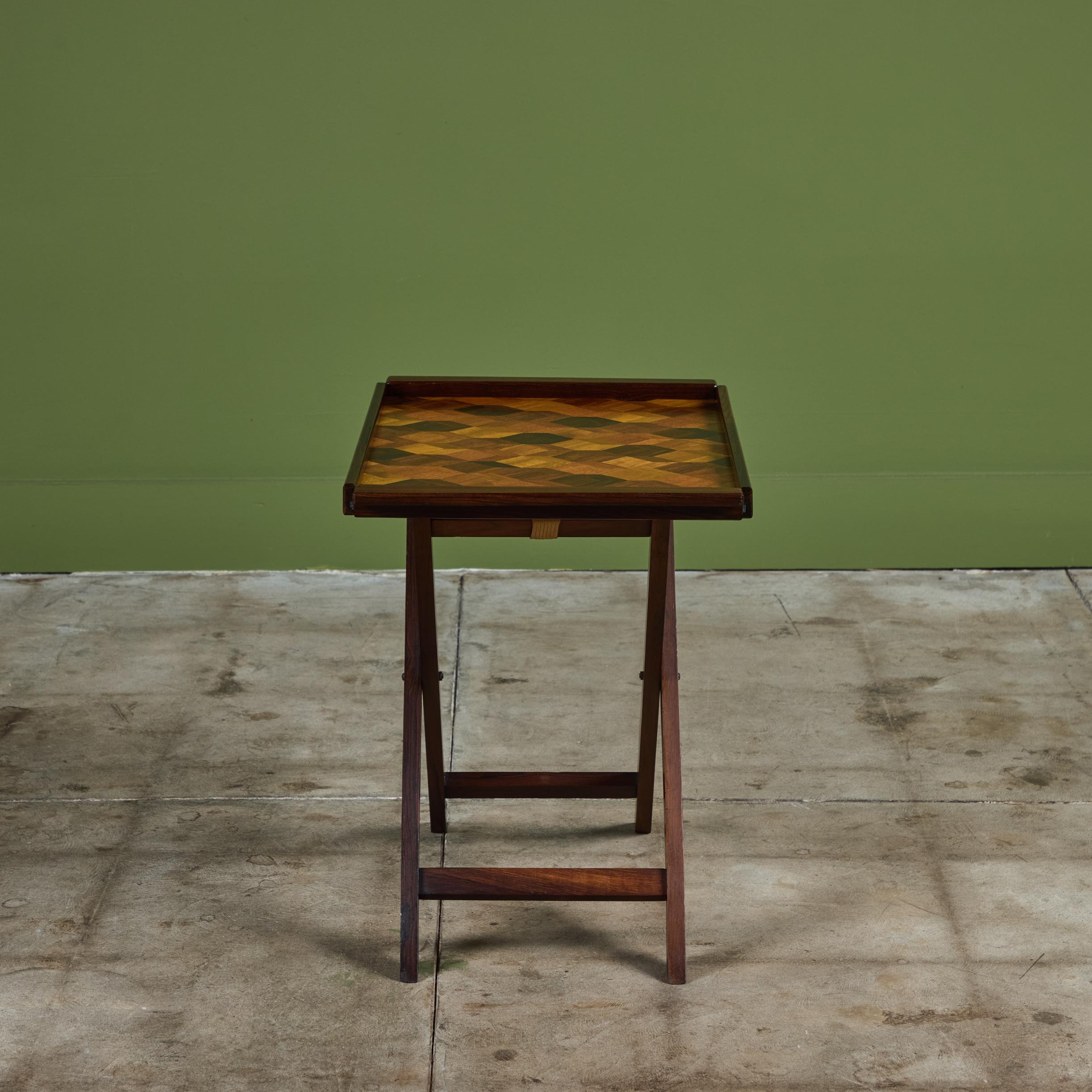 Don Shoemaker para Señal Bandeja de marquetería geométrica con soporte Palo de rosa en venta