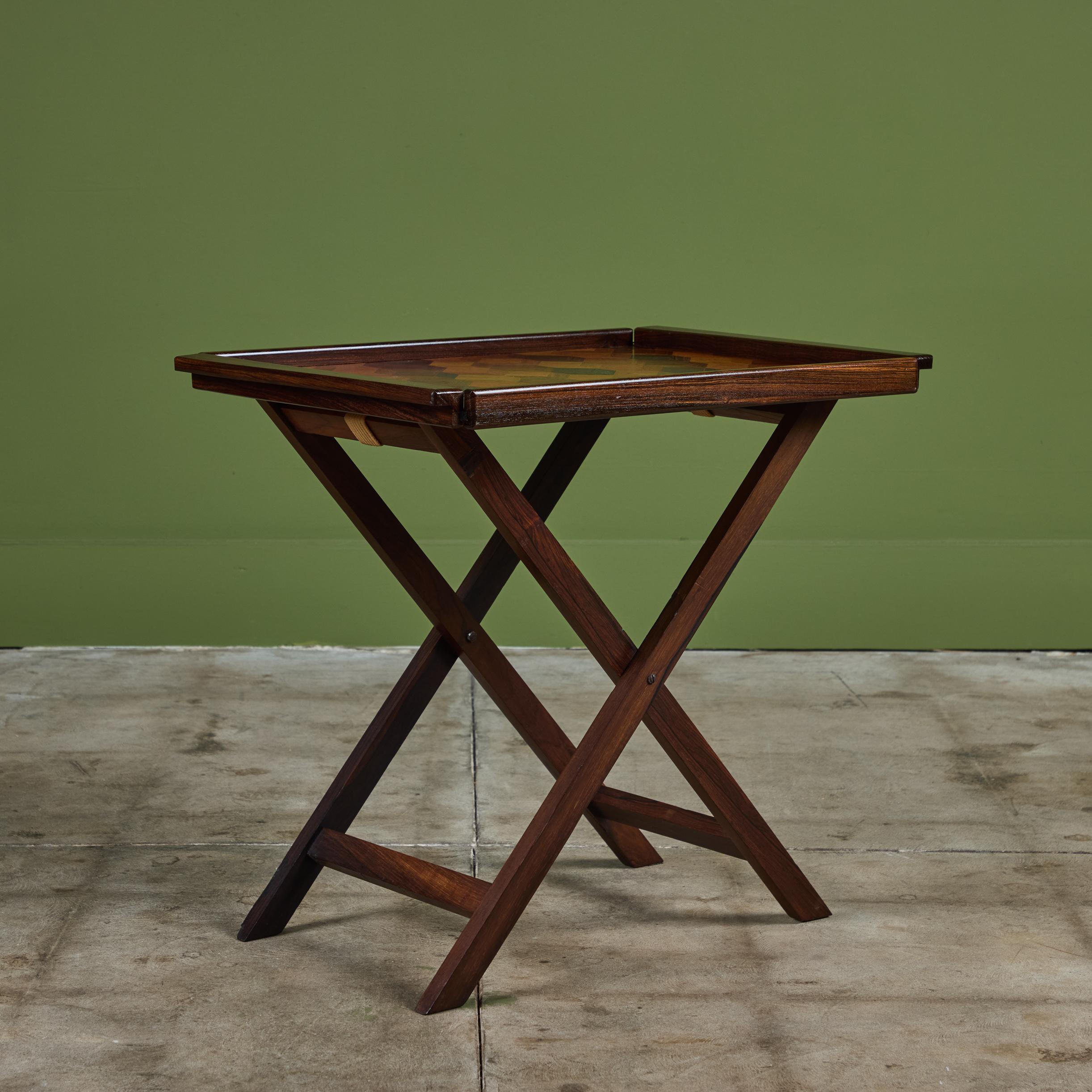Don Shoemaker para Señal Bandeja de marquetería geométrica con soporte en venta 1