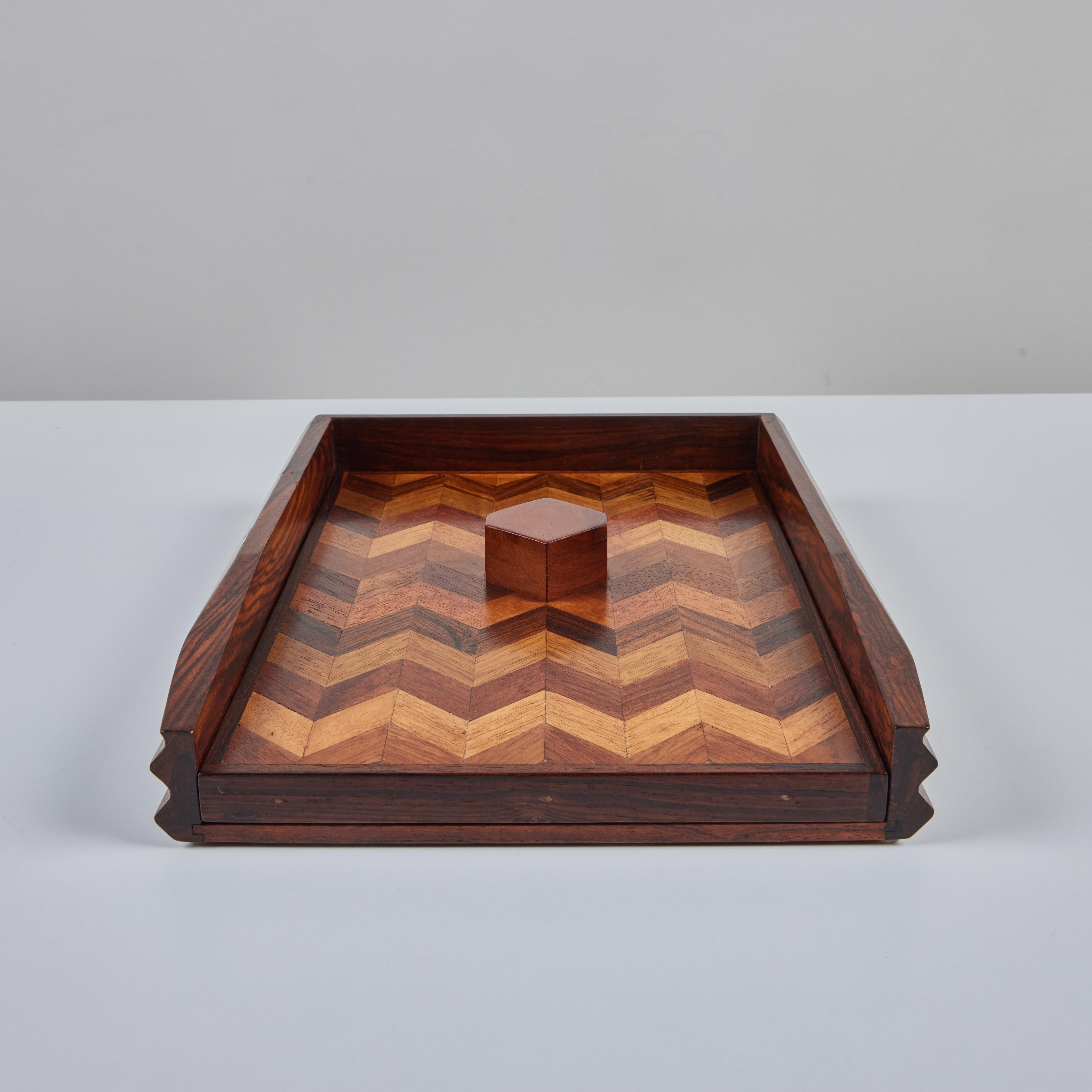 Don Shoemaker for Señal Marquetry Paper Tray In Excellent Condition For Sale In Los Angeles, CA