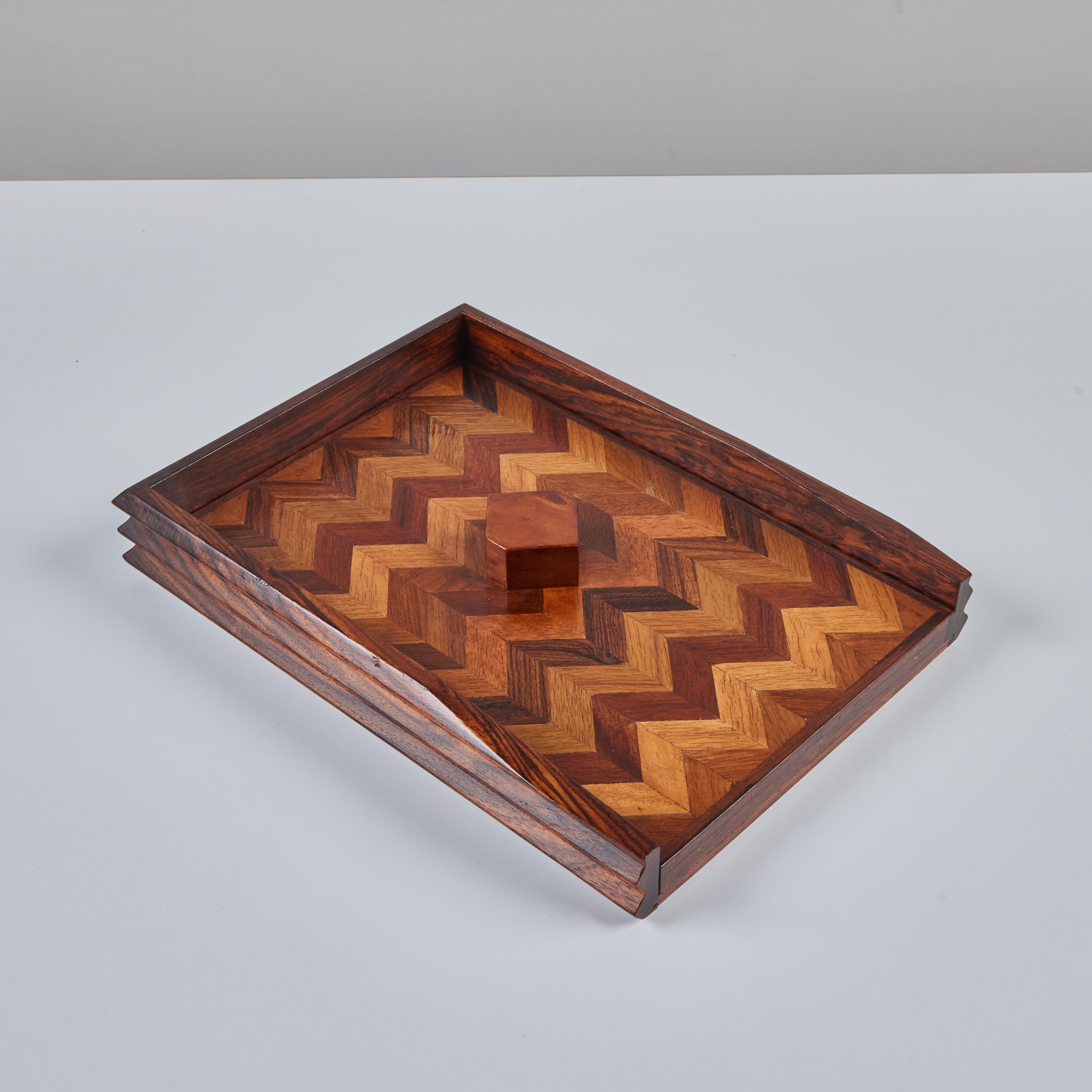 20th Century Don Shoemaker for Señal Marquetry Paper Tray For Sale