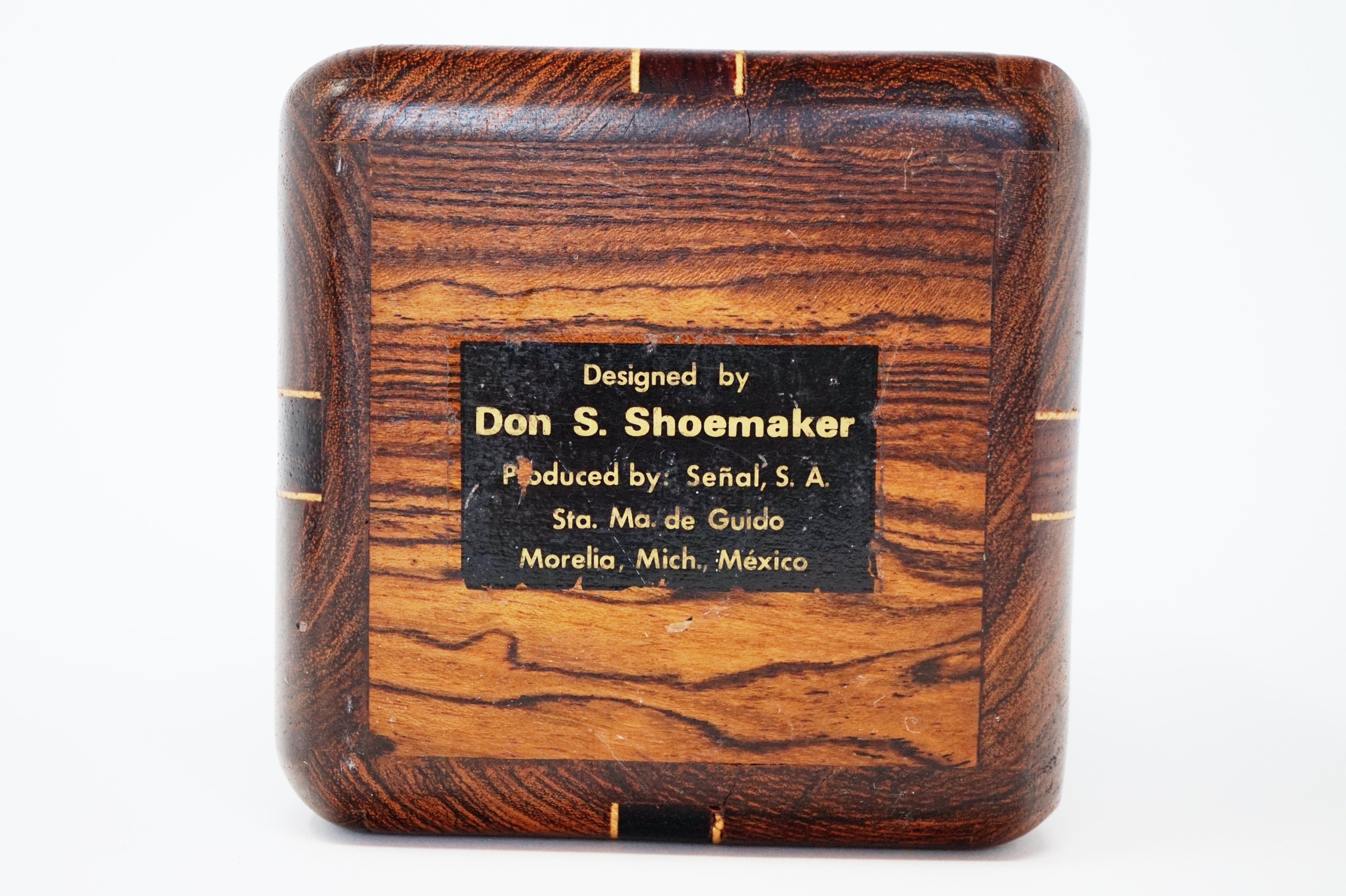 Don Shoemaker for Senal S.A. Cocobolo Rosewood Lidded Box, Signed 2