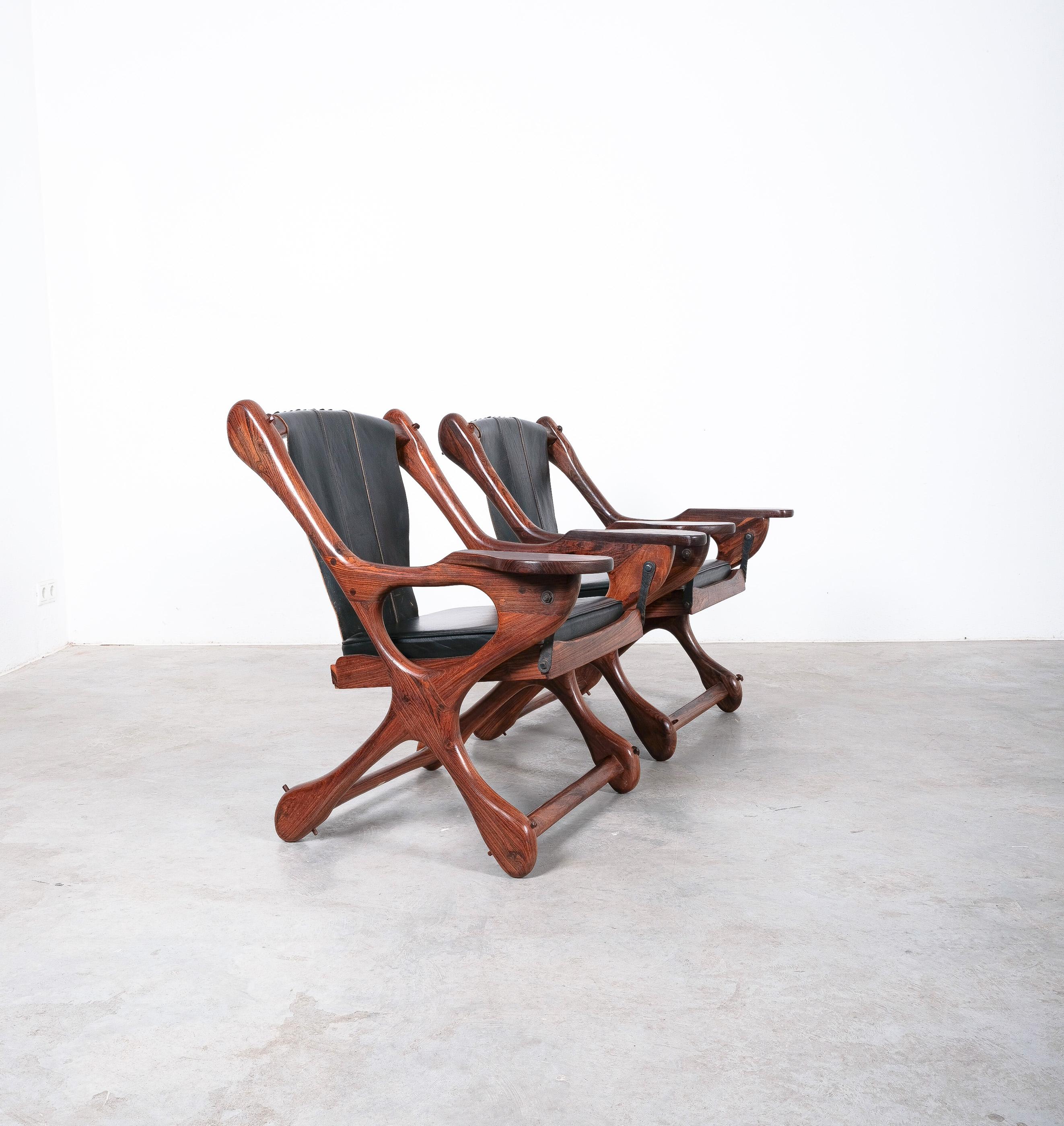 Mid-Century Modern Don Shoemaker for Senal S.A. Cocobolo Rosewood 'Swinger' Chairs, Mid Century