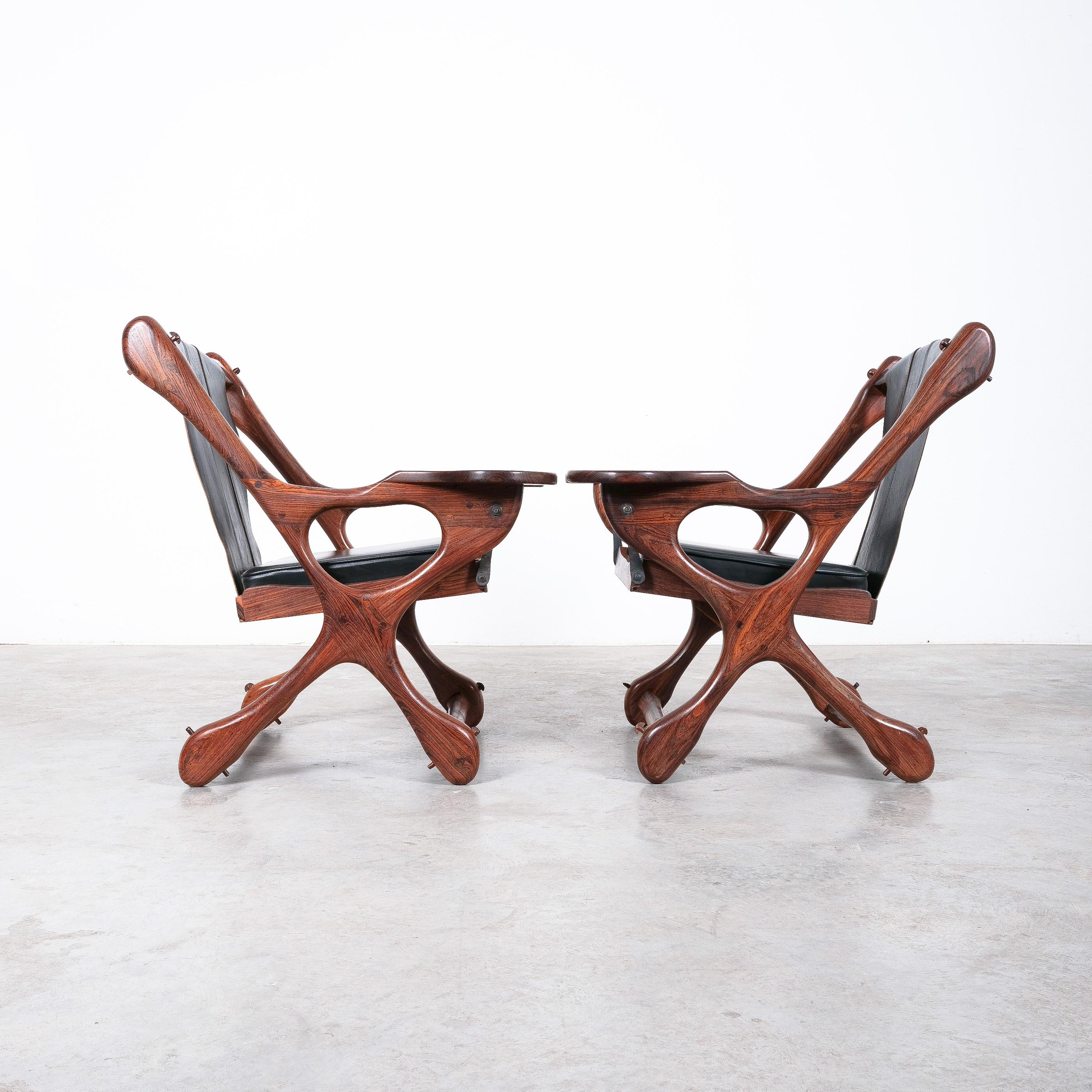 Don Shoemaker for Senal S.A. Cocobolo Rosewood 'Swinger' Chairs, Mid Century 1