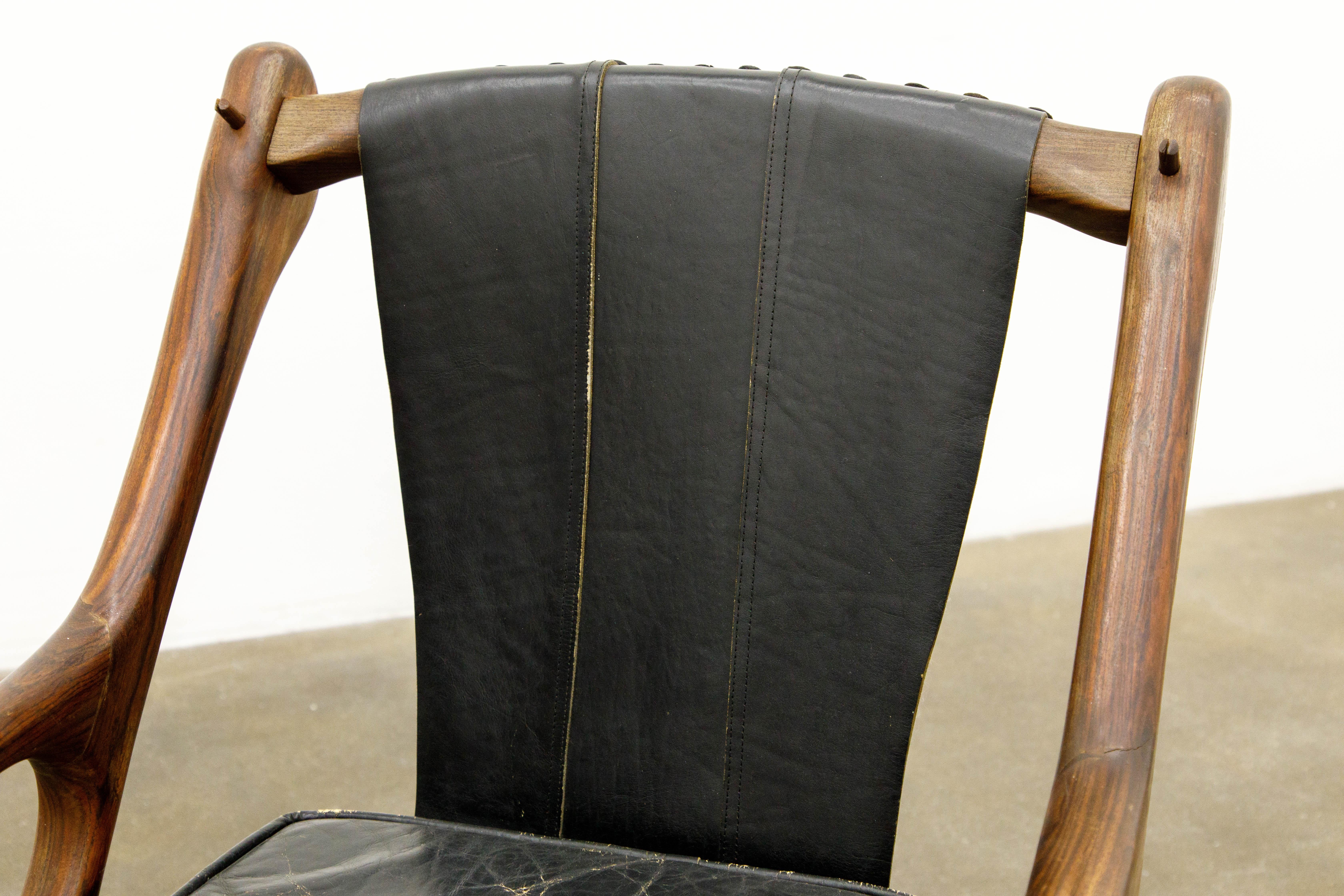 Schuhhersteller für Senal S.A. Rocking Chair „Swinger“ aus Palisanderholz von Cocobolo, signiert im Angebot 10