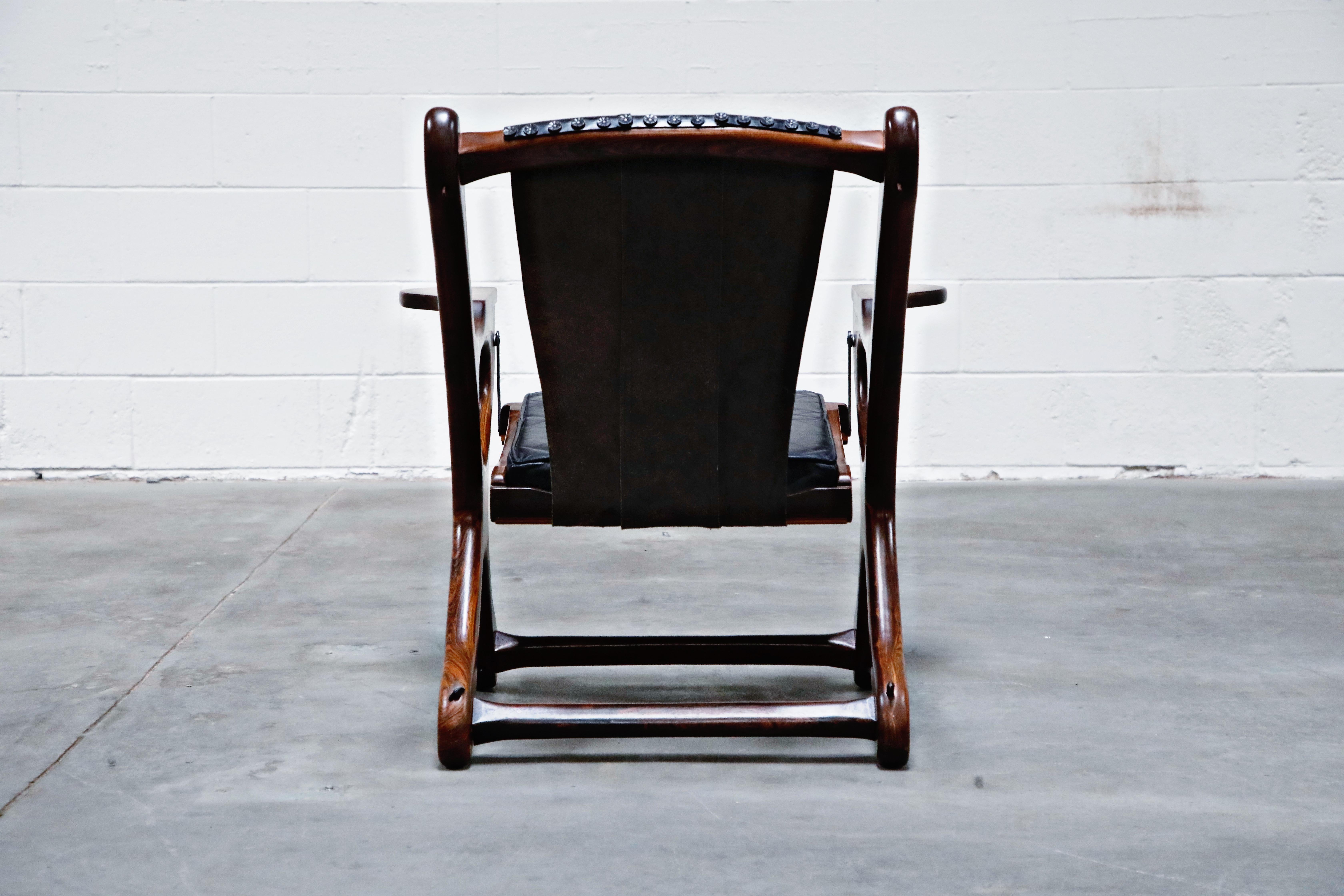 Mid-Century Modern Don Shoemaker for Senal S.A. Cocobolo Rosewood 'Swinger' Rocking Chair, Signed