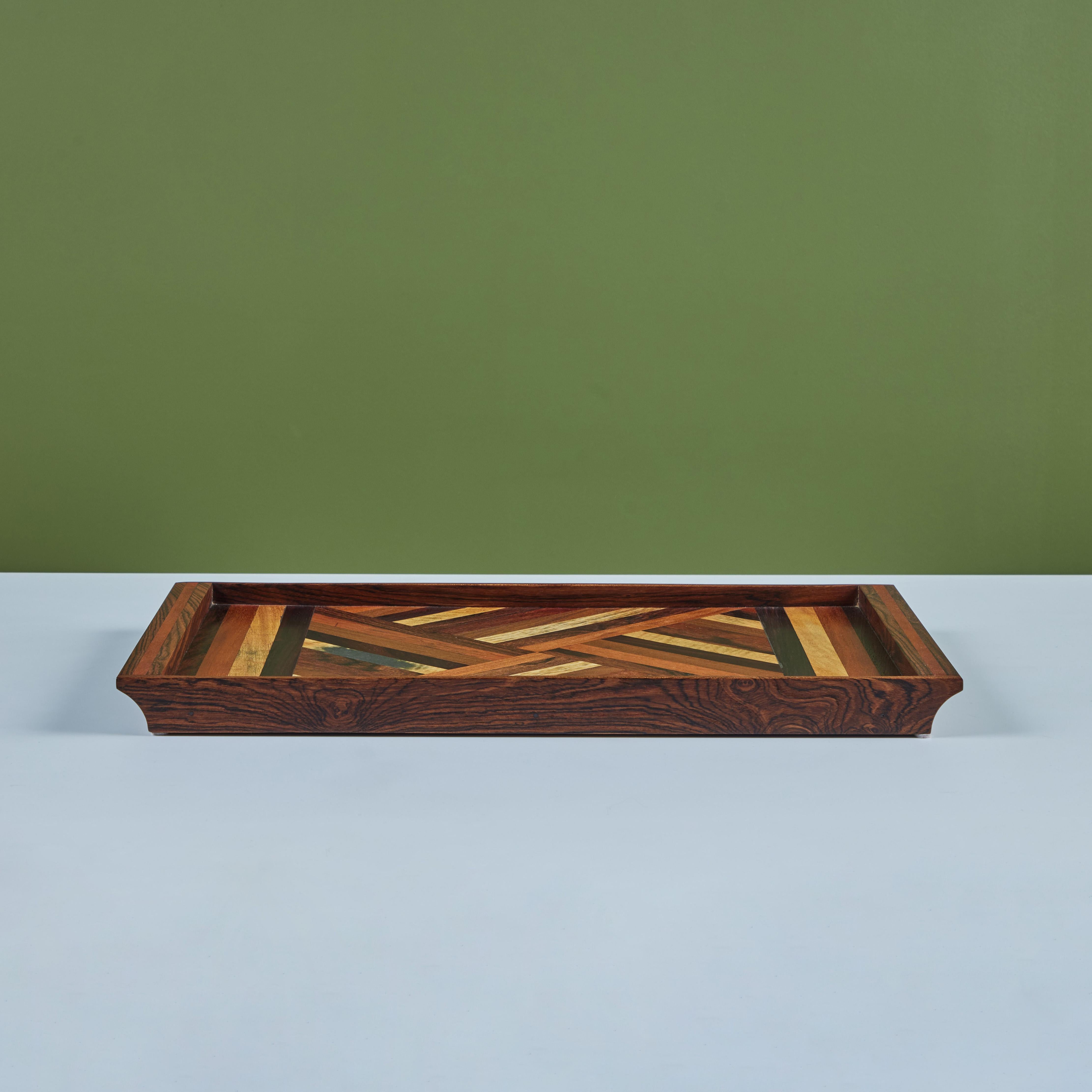 Mid-Century Modern Don Shoemaker Geometric Marquetry Decorative Tray for Señal For Sale