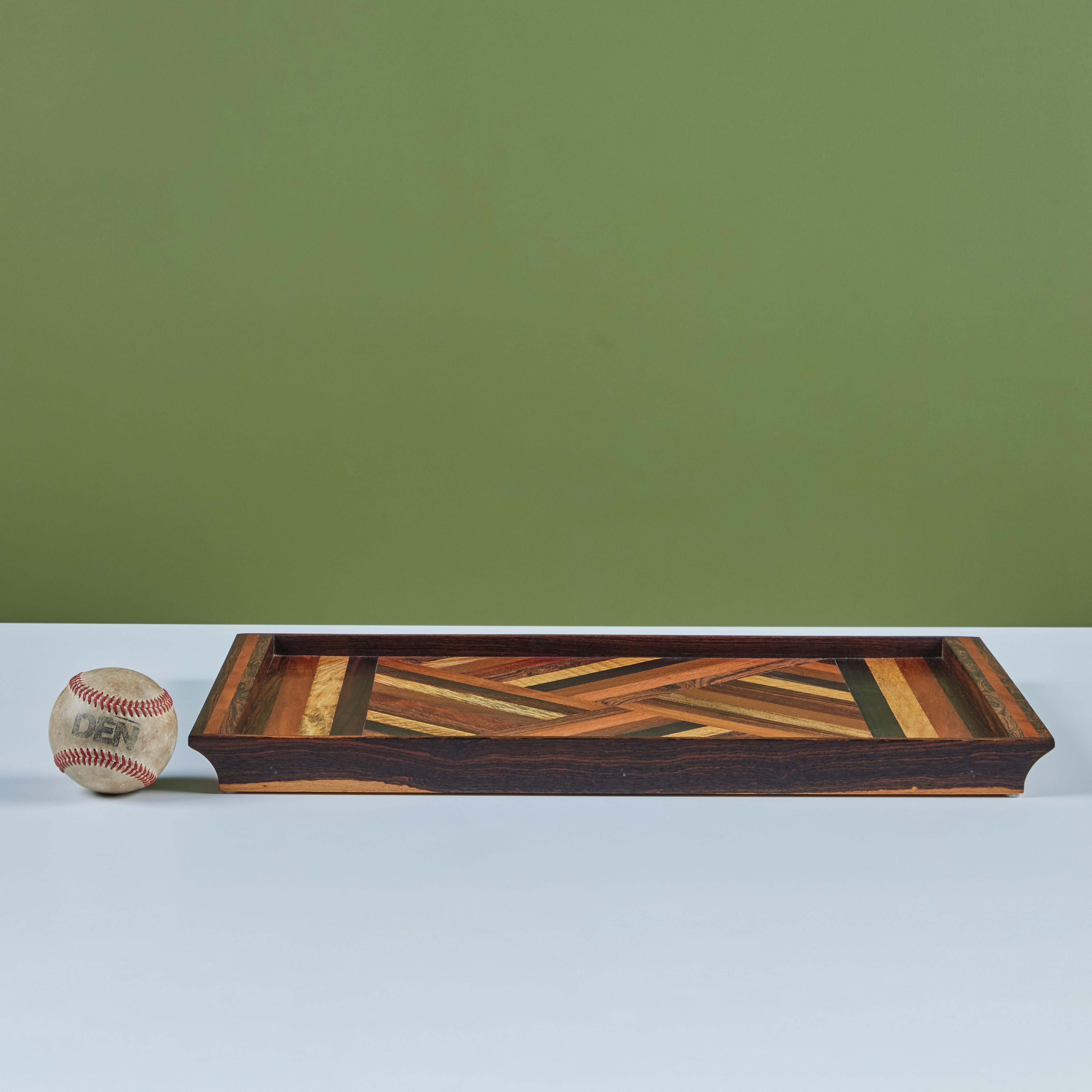 Mid-Century Modern Don Shoemaker Geometric Marquetry Decorative Tray for Señal For Sale