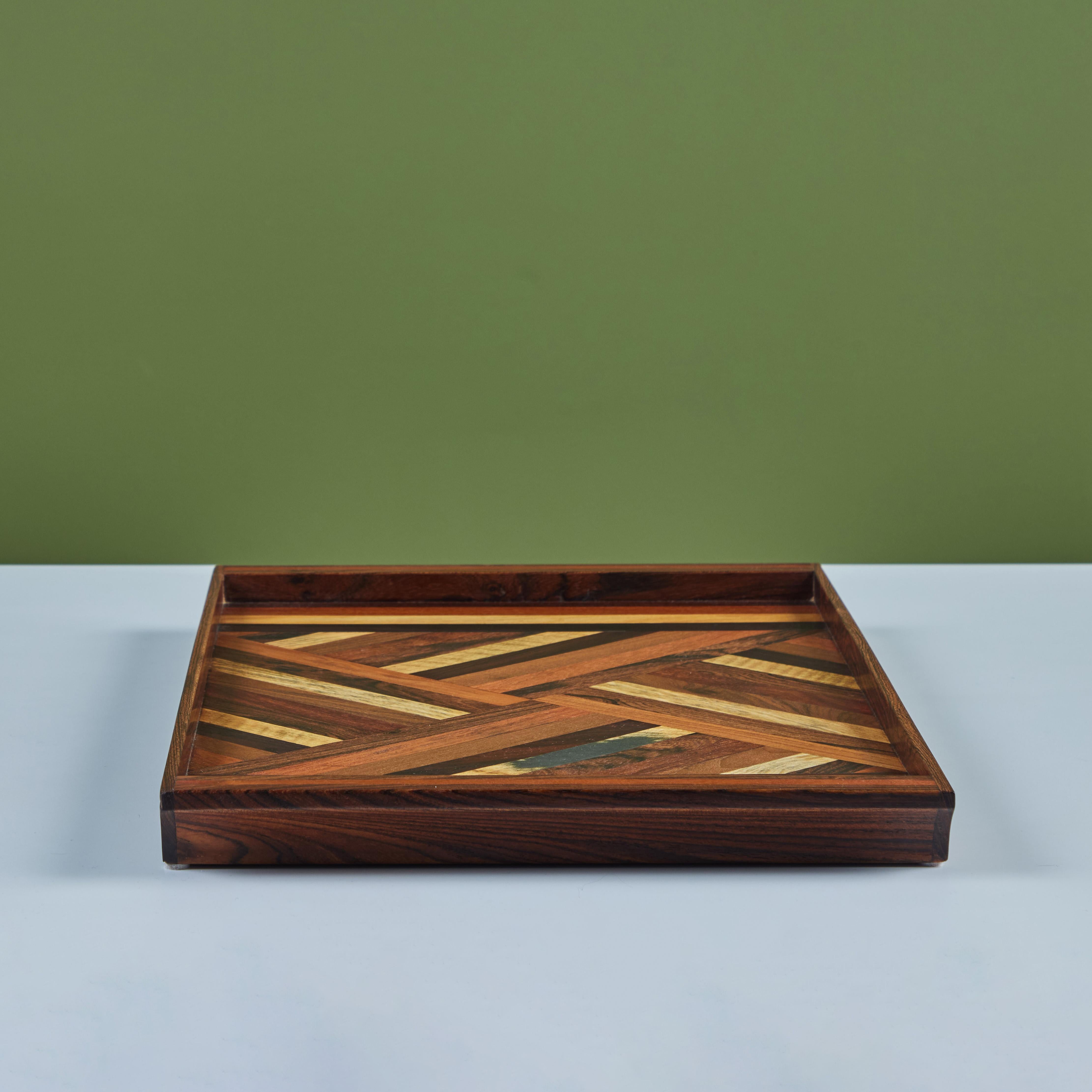 Inlay Don Shoemaker Geometric Marquetry Decorative Tray for Señal For Sale