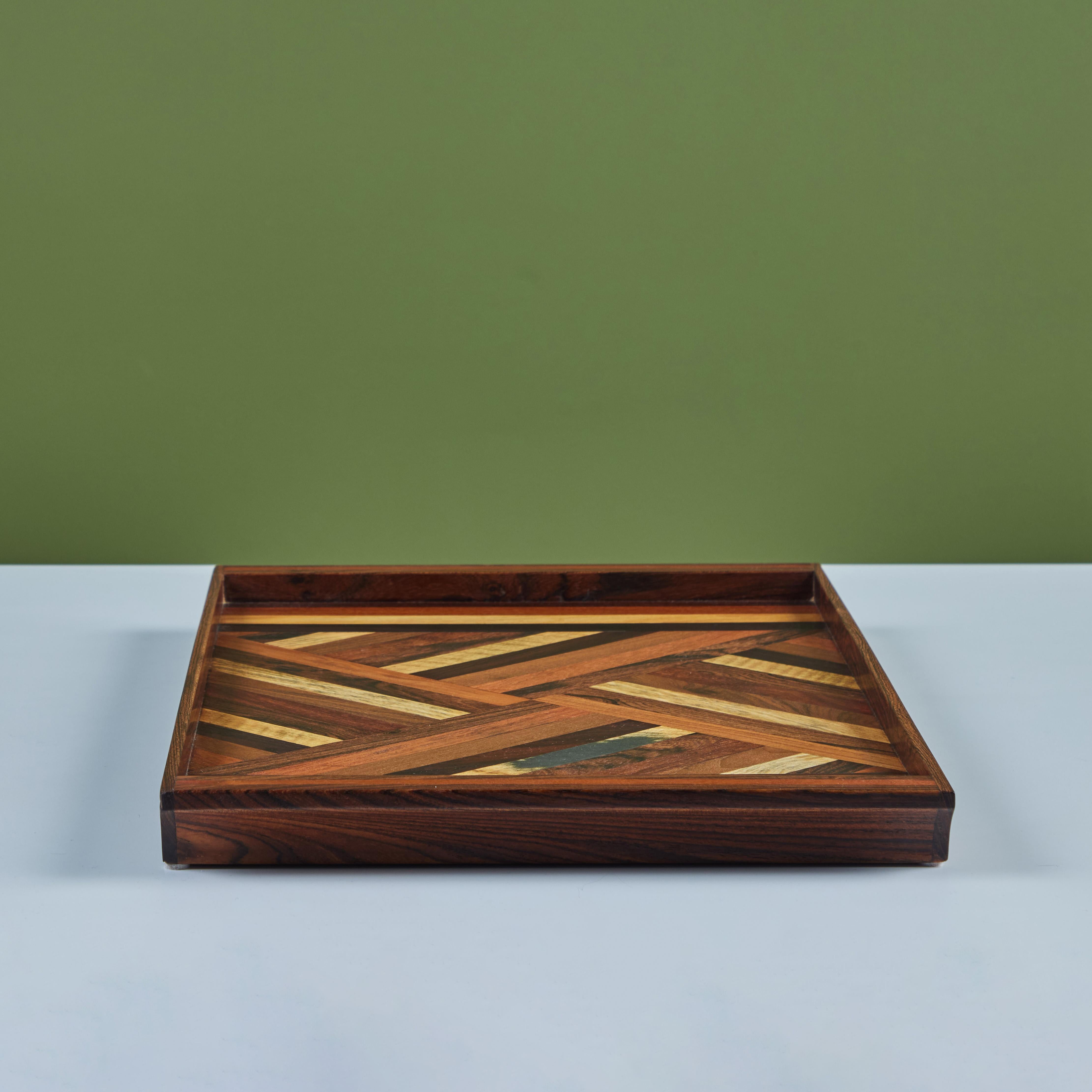 Bandeja decorativa de marquetería geométrica Don Shoemaker para Señal Incrustación en venta