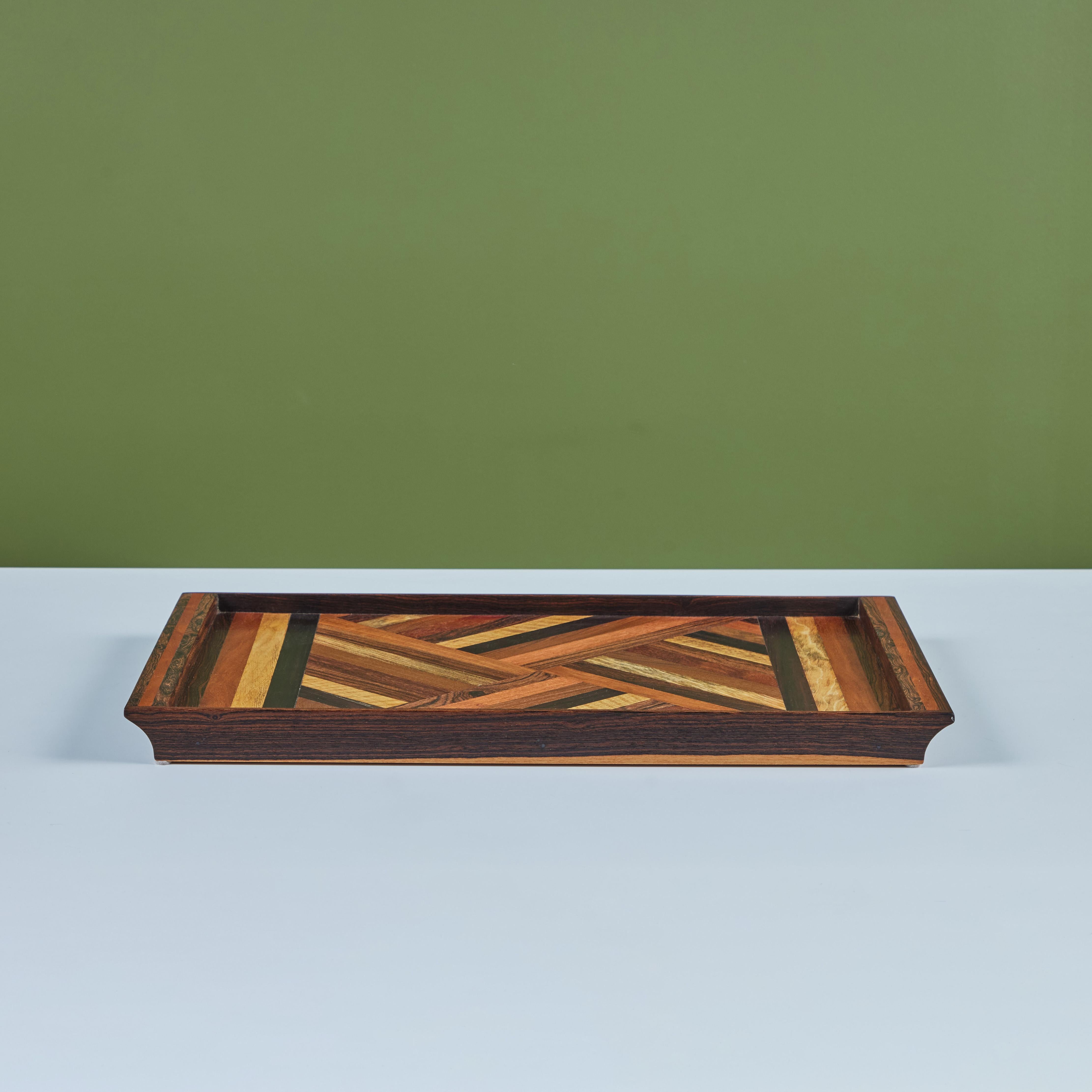 Don Shoemaker Geometric Marquetry Decorative Tray for Señal In Good Condition For Sale In Los Angeles, CA