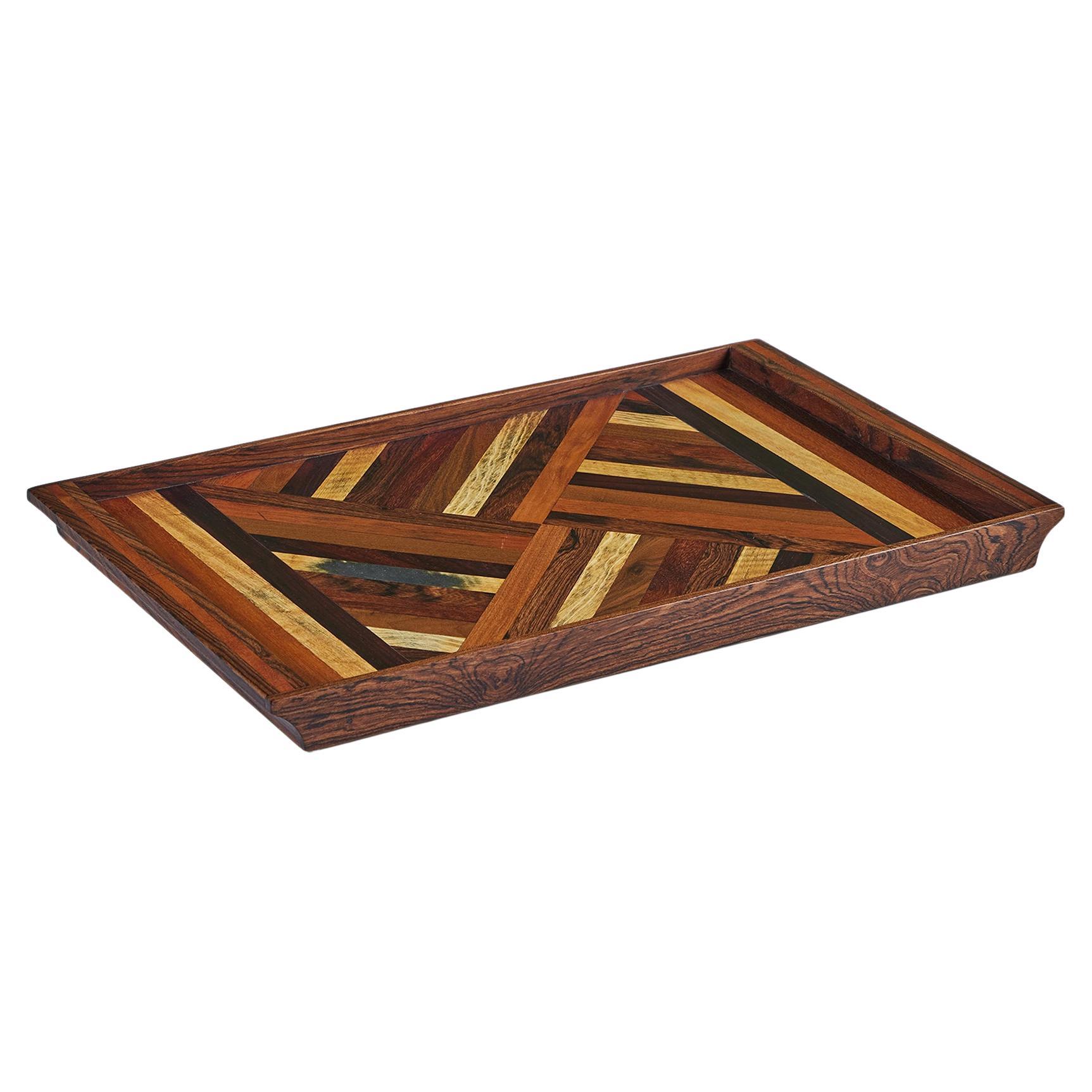 Don Shoemaker Geometric Marquetry Decorative Tray for Señal For Sale