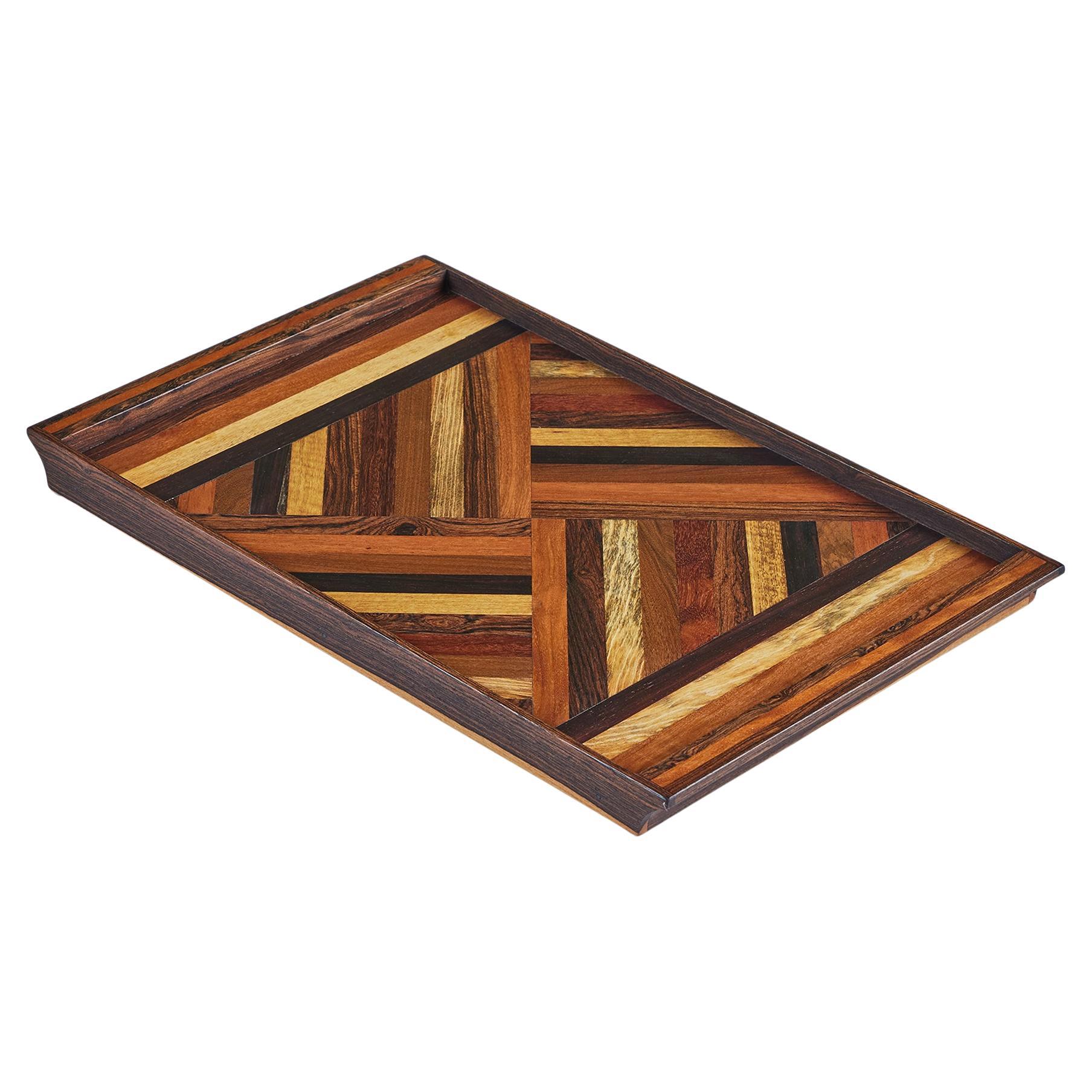Don Shoemaker Geometric Marquetry Decorative Tray for Señal For Sale
