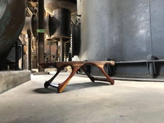 Don Shoemaker Granadillo Wood and Leather Coffee Table
