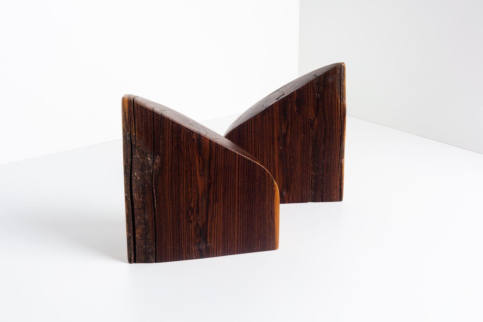 Fermalibri Don Shoemaker intagliati a mano in cocobolo in vendita 3