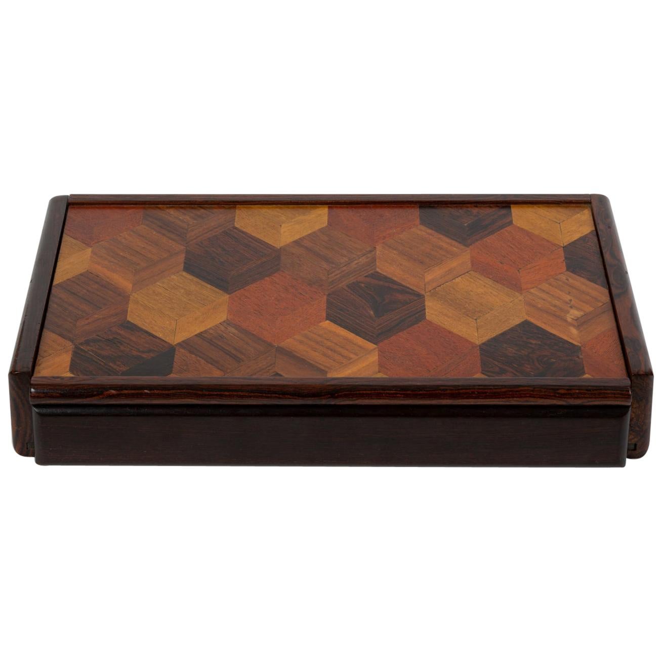 Don Shoemaker Jewelry or Trinket Box with Trompe L’oeil Inlay