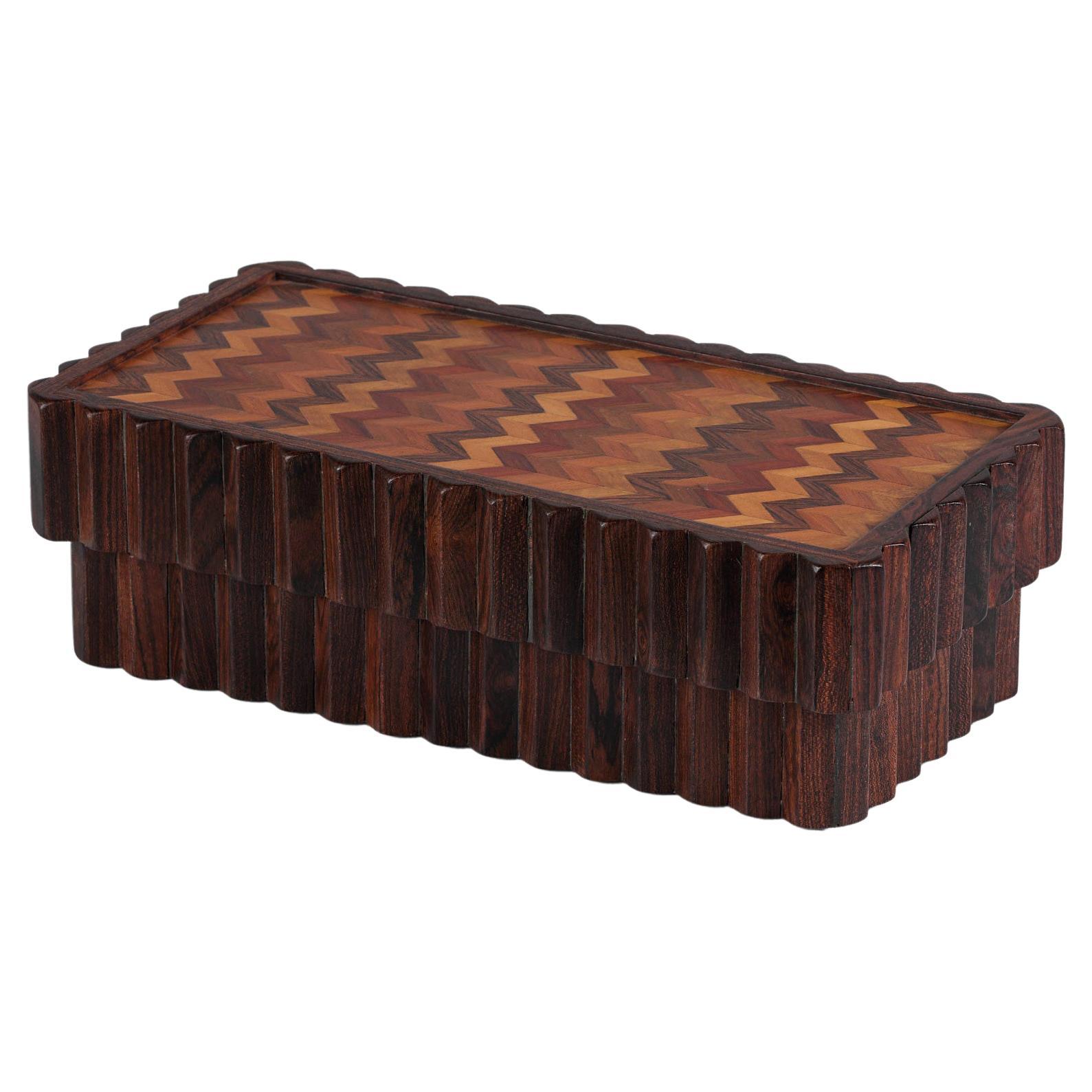 Don Shoemaker Large Marquetry Box with Scallop Trim for Senal
