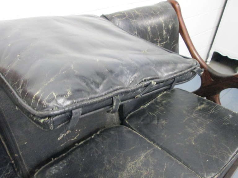 Don Shoemaker Leather Rosewood Sofa For Sale 1