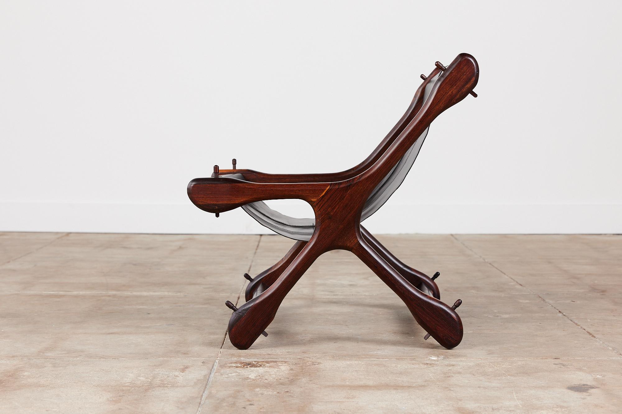 Mid-20th Century Don Shoemaker Leather Sling Lounge Chair for Señal