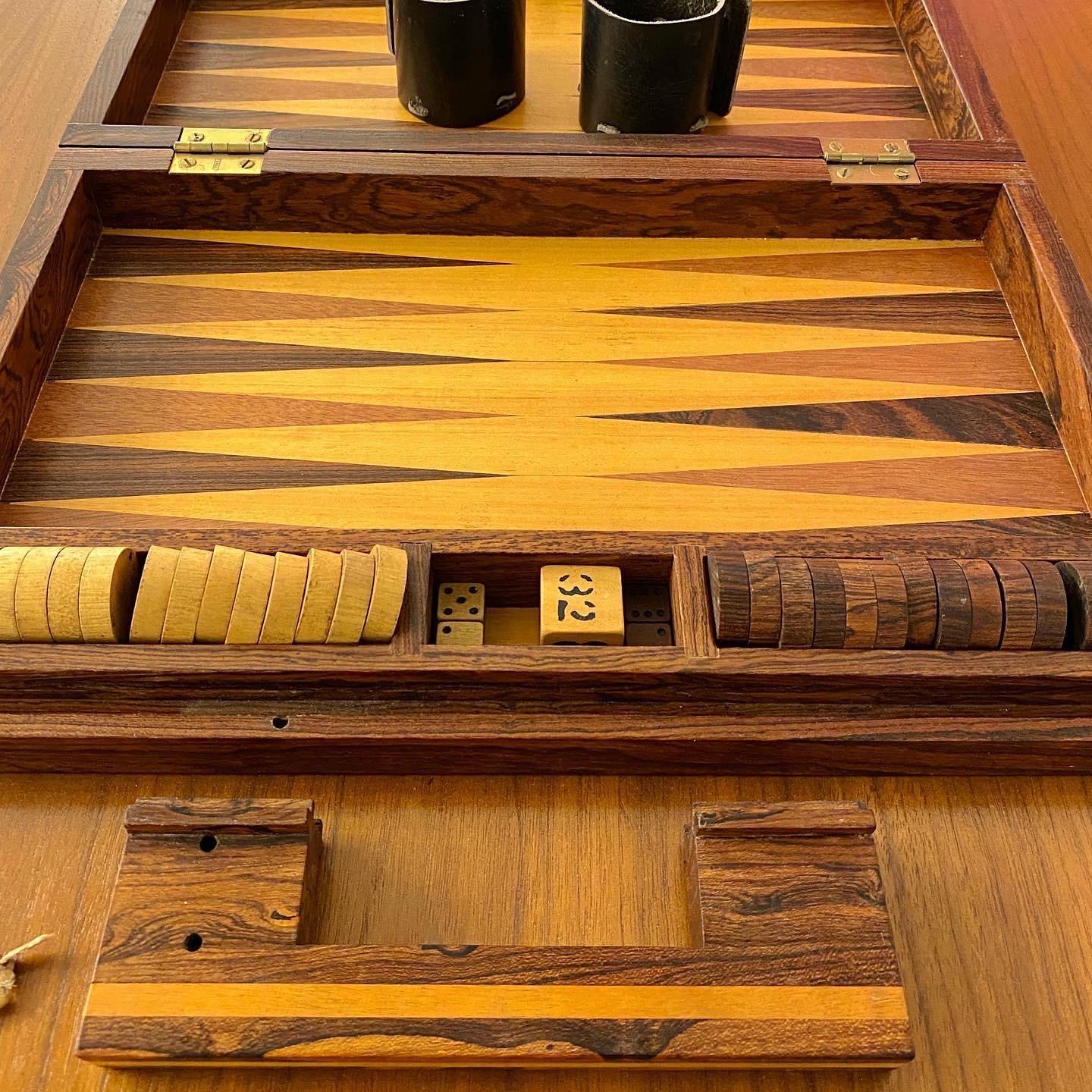 Don Shoemaker Mexican Modern Rosewood Backgammon Set, circa 1960s In Good Condition In Cathedral City, CA