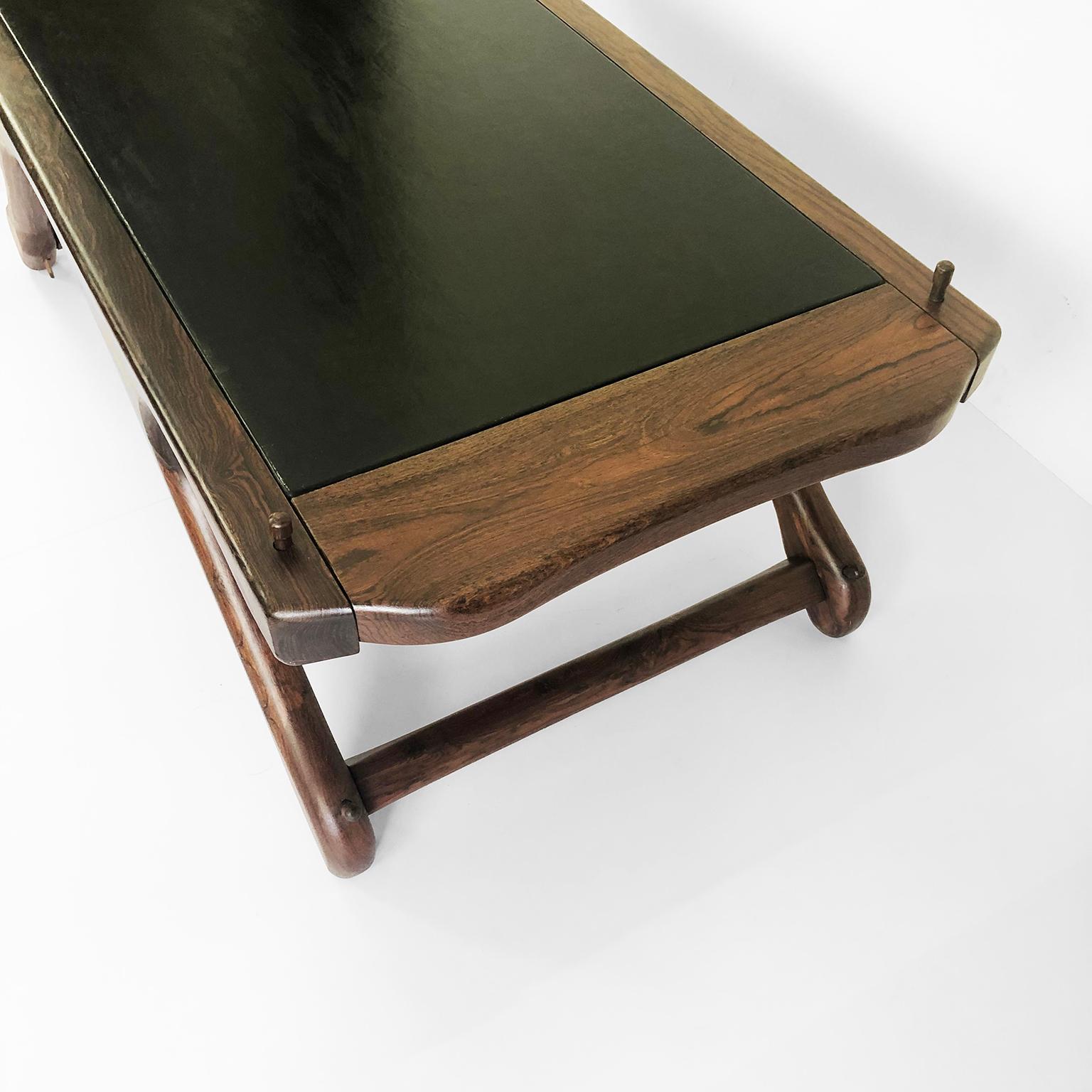 Mexican Don Shoemaker Mid-Century Modern Coffee Table with Leather Top For Sale