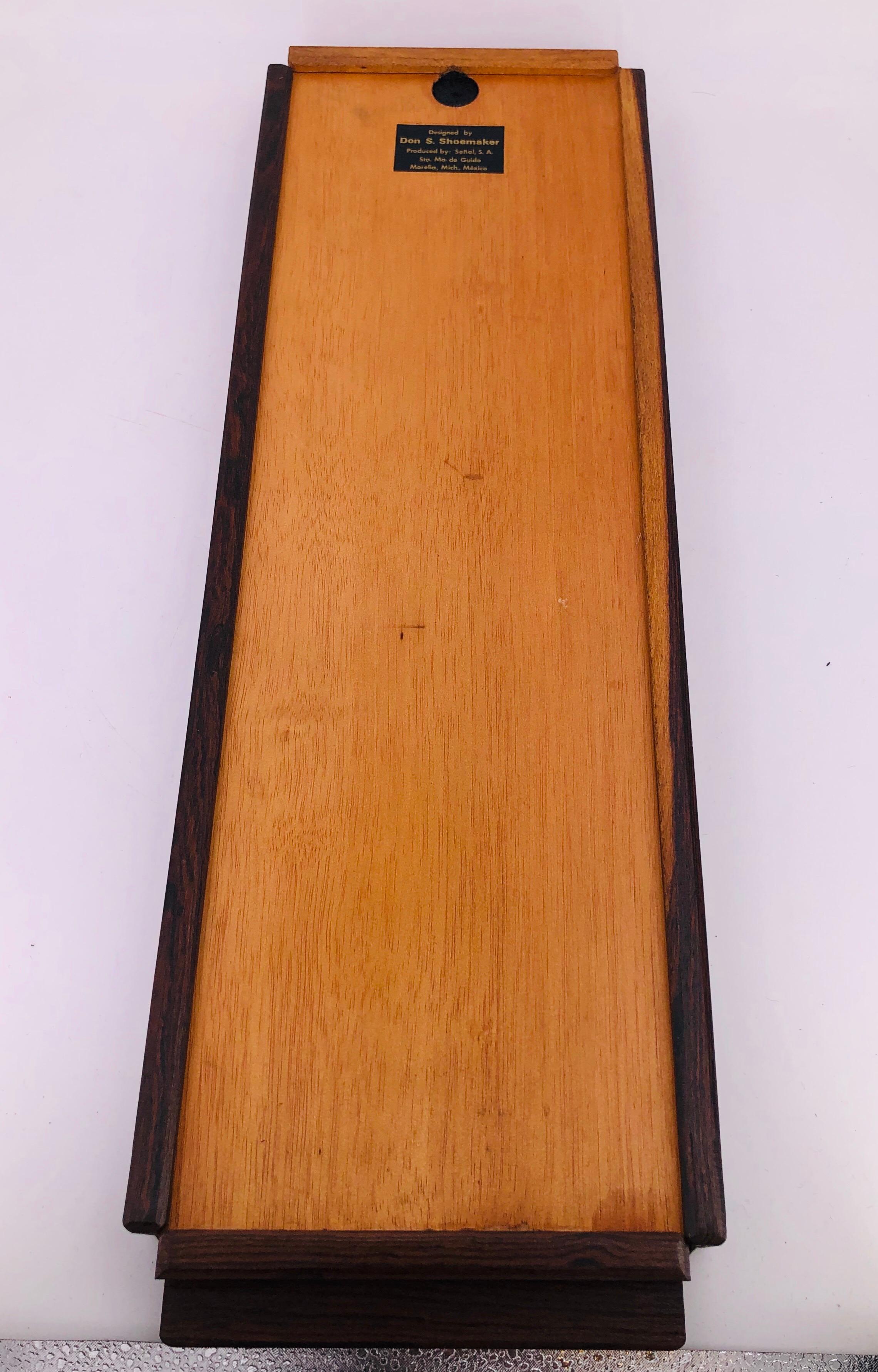 Mid-Century Modern Don Shoemaker Mixed Exotic Wood Tray Vessel, 1970