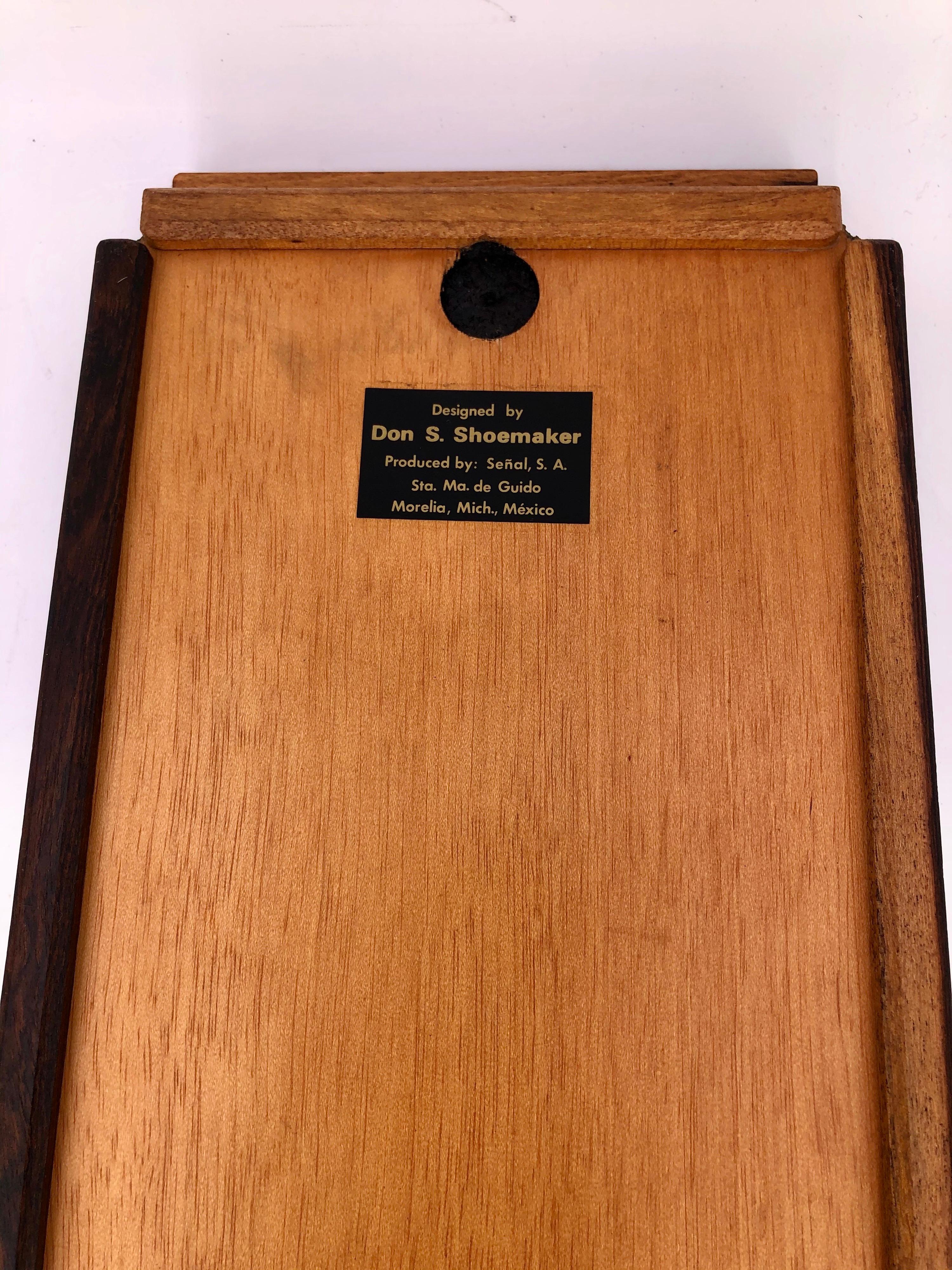 Mexican Don Shoemaker Mixed Exotic Wood Tray Vessel, 1970